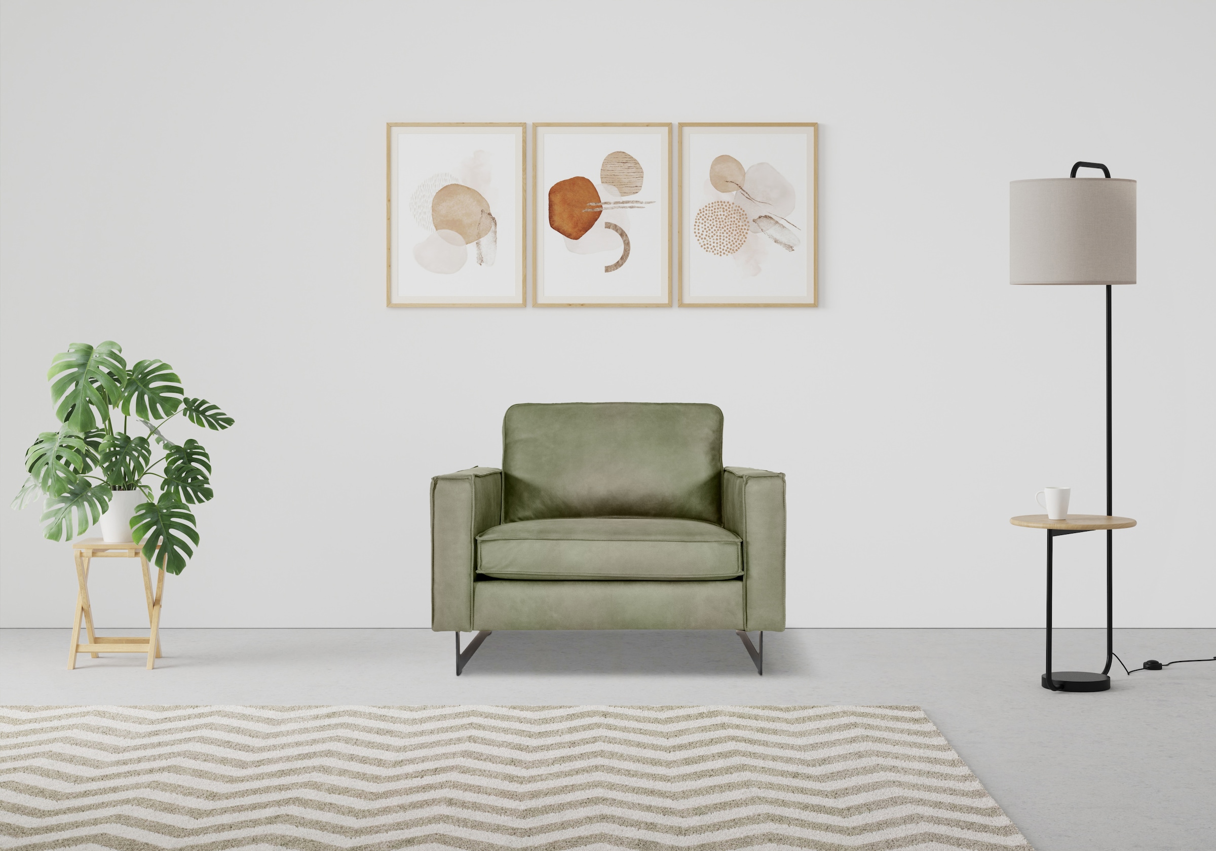 Places of Style Loveseat »Pinto 105 cm, Cord, Chenille, Lederoptik«, mit Keder, Metallfüßen und auch in Cord Bezug erhältlich