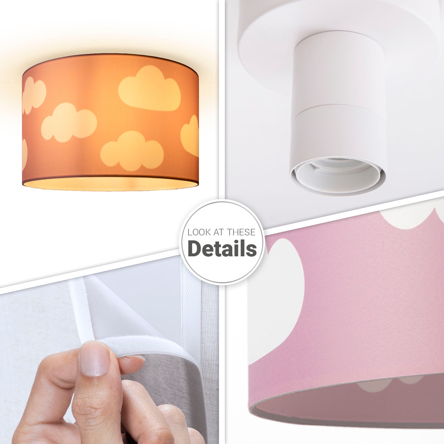 Paco Home Deckenleuchte »Hugo Cosmo«, Leuchtmittel E27 | ohne Leuchtmittel, Deckenleuchte Kinderzimmer Kinder Lampe Wolke Stoffschirm Rund E27