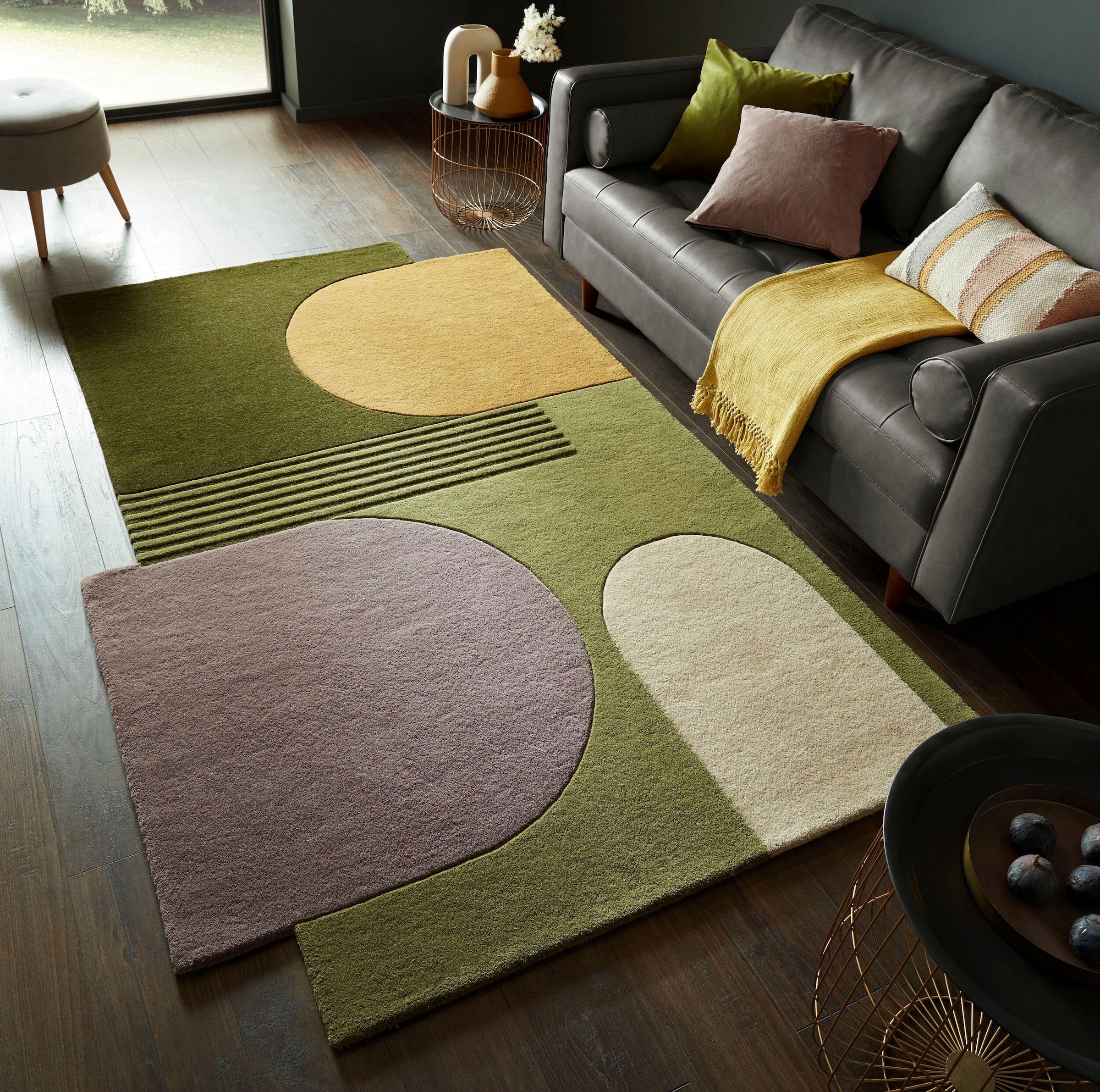 FLAIR RUGS Wollteppich »Lozenge«, rechteckig, 10 mm Höhe, Kurzflor, Retro M günstig online kaufen