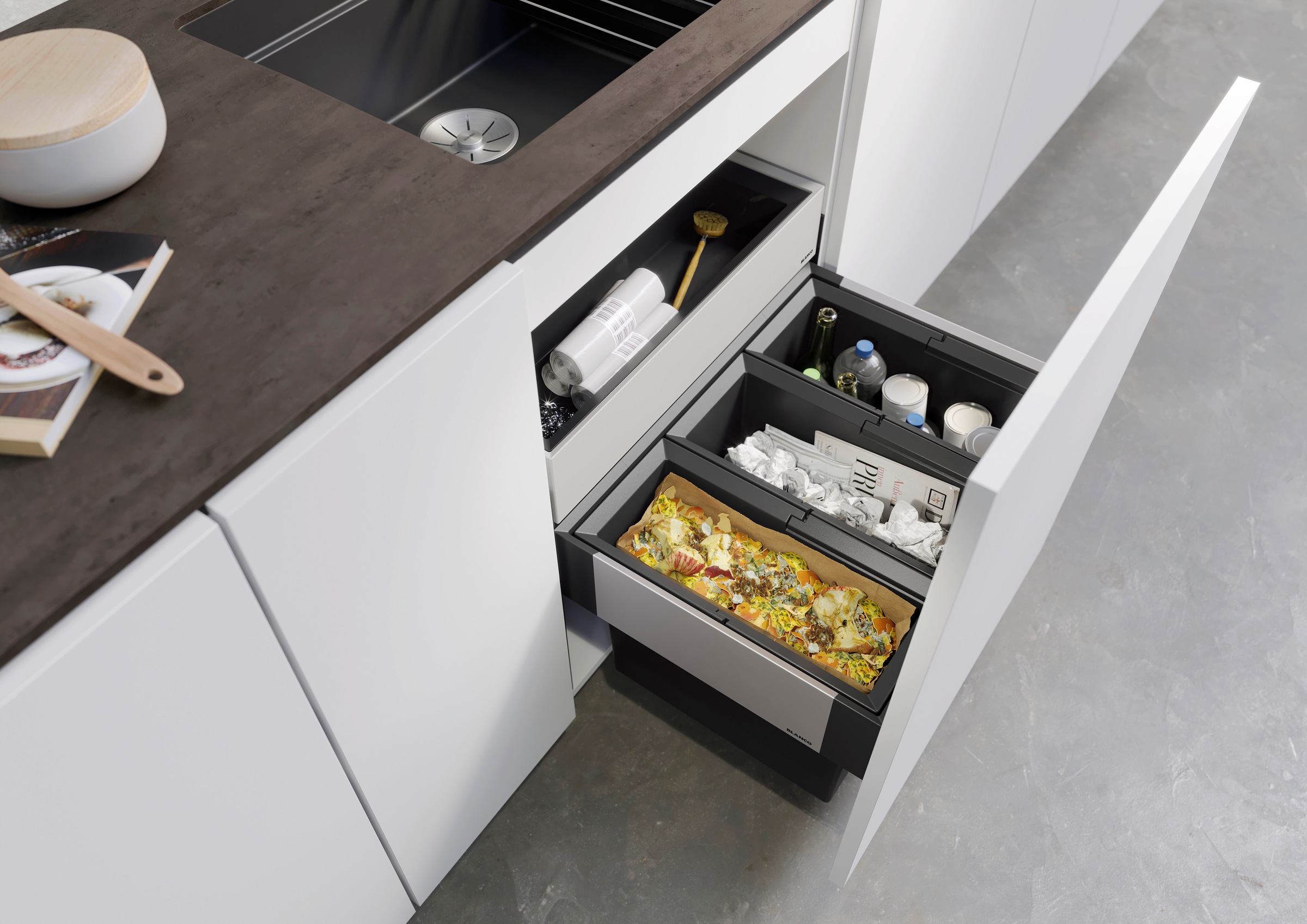 Blanco Mülltrennsystem »Select II 60/3 Orga«, 3 Behälter, Kunststoff, Stahl günstig online kaufen