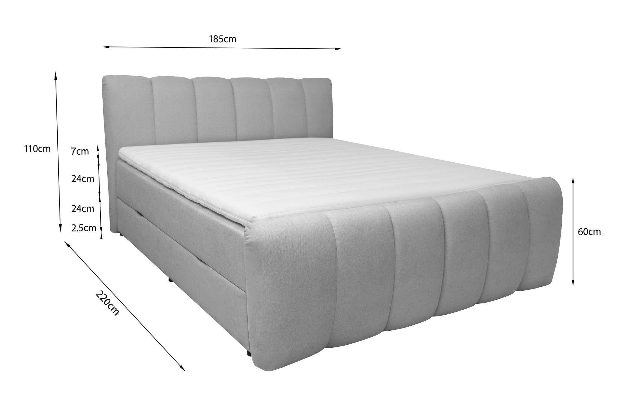 OTTO home Boxbett »DORA, Doppelbett inkl. Bettkasten, Federkernbett, Breiten: 160, 180 cm« Boxbett: 5-Z-Taschenfederkern im Unterbau, Härtegrad 3, inkl. Topper