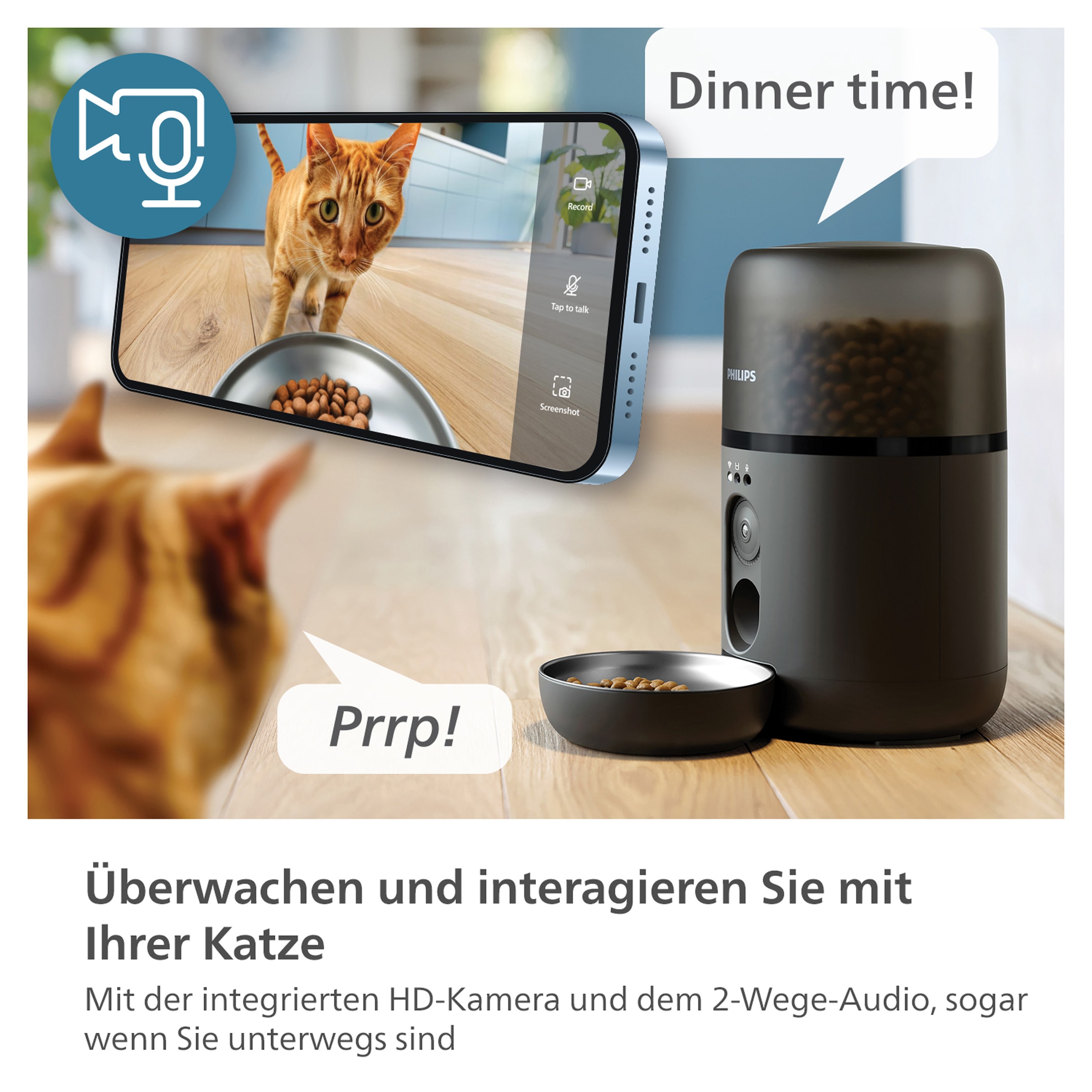 Philips Futterautomat »PAW5320/02 Pet Series, mit Kamera, 4,5l, für Katzen und kleine Hunde«, Nachfüll-Benachrichtigung, Anti-Verstopf-Technologie u. App-Anbindung