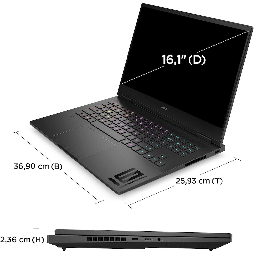 HP Gaming-Notebook »OMEN 16-wf1078ng«, 40,9 cm, / 16,1 Zoll, Intel, Core i9, GeForce RTX 4080, 1000 GB SSD