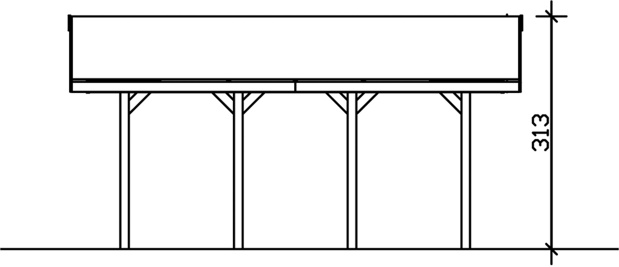 Skanholz Einzelcarport »Wallgau«, Nadelholz, 291 cm, Schiefergrau, 380x600cm, mit Dachlattung