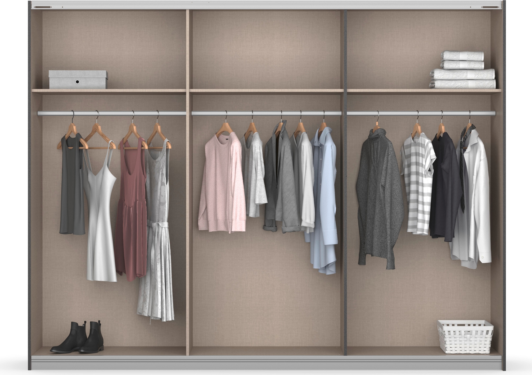 rauch Schwebetürenschrank »Kleiderschrank Schrank Garderobe MOSBACH«, moderne Lamellen-Auflage in 3D Akustikpaneel Optik MADE IN GERMANY