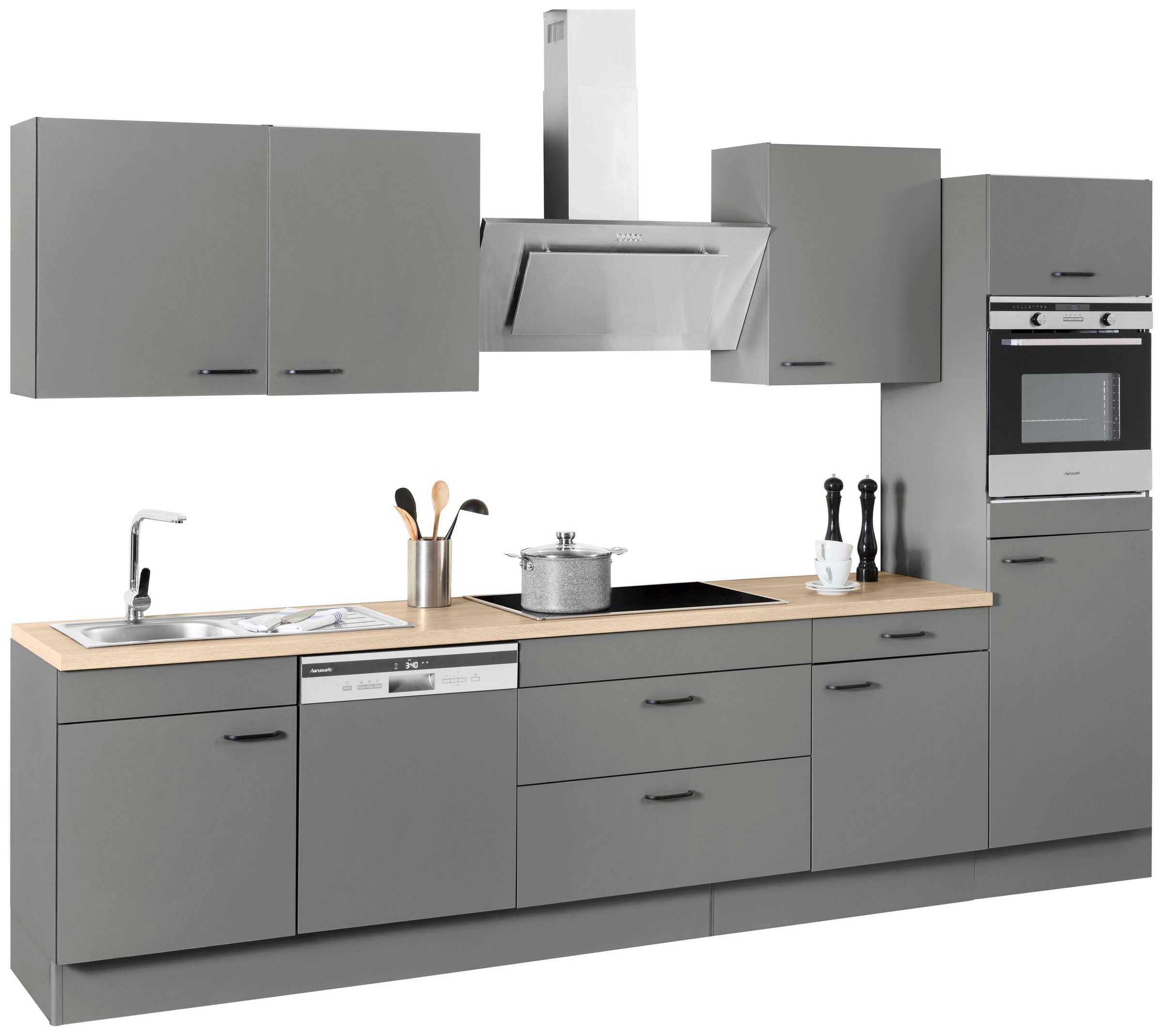 OPTIFIT Küchenzeile »Elga«, Premium-Küche, Soft-Close-Funktion, großen Vollauszügen, Breite 330 cm
