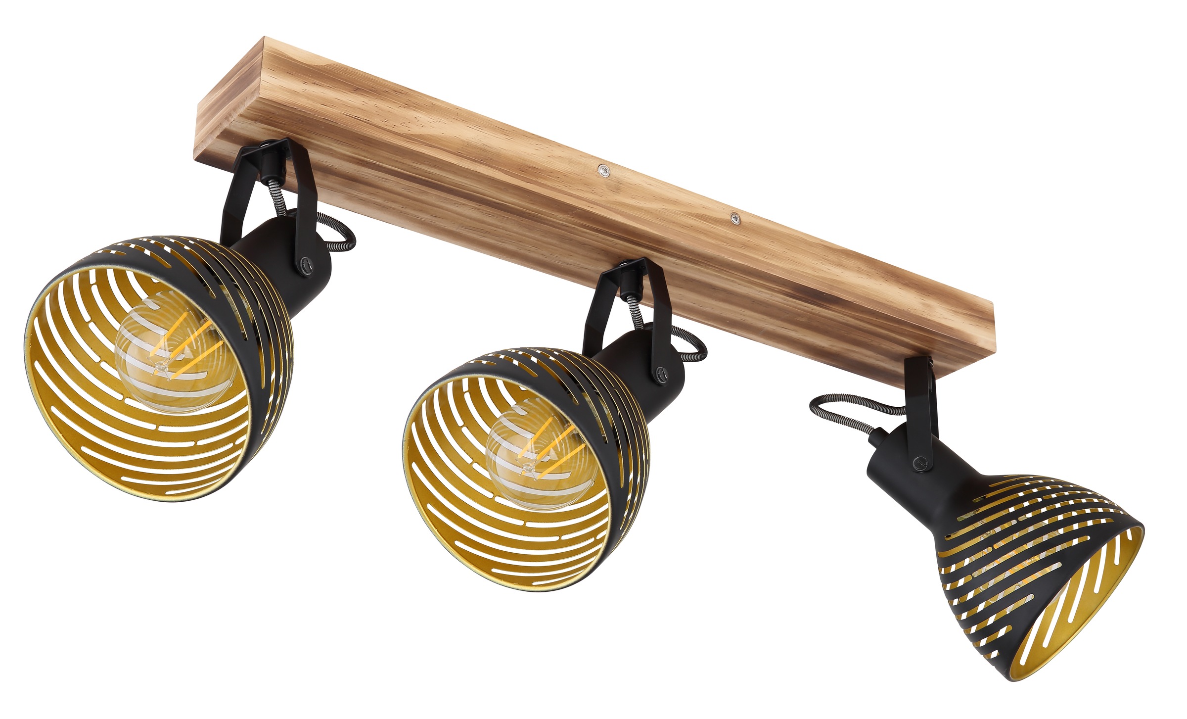 GLOBO LIGHTING Deckenstrahler »LENNA«, Leuchtmittel E27 | ohne Leuchtmittel, Deckenspot/Holz/goldfarben/Dekorschlitze/Flur