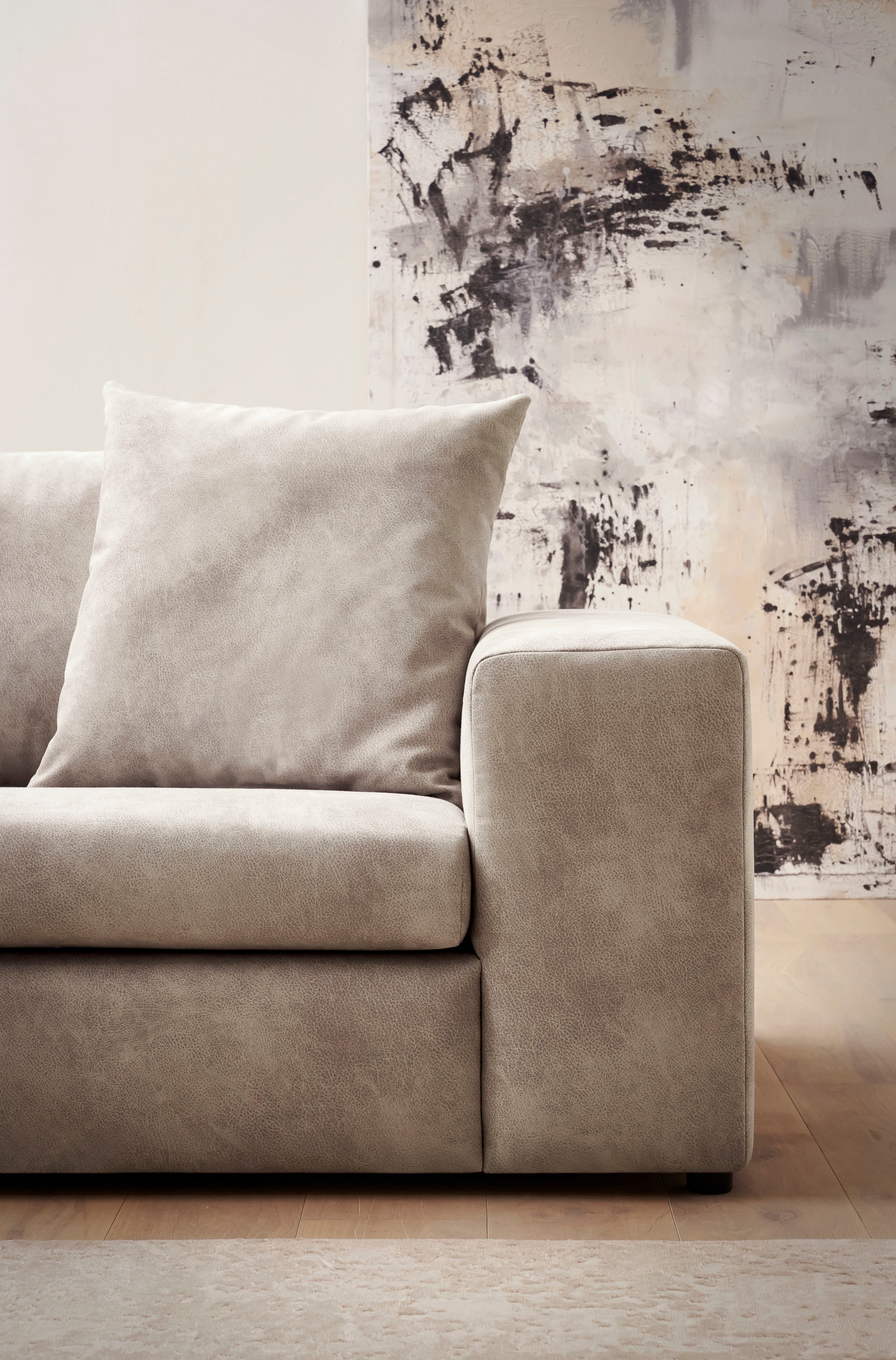 andas Ecksofa »SLEETLAND XXL in Samtvelours oder Vintage-Leder-Optik, L-Form,«, besonders groß und bequem