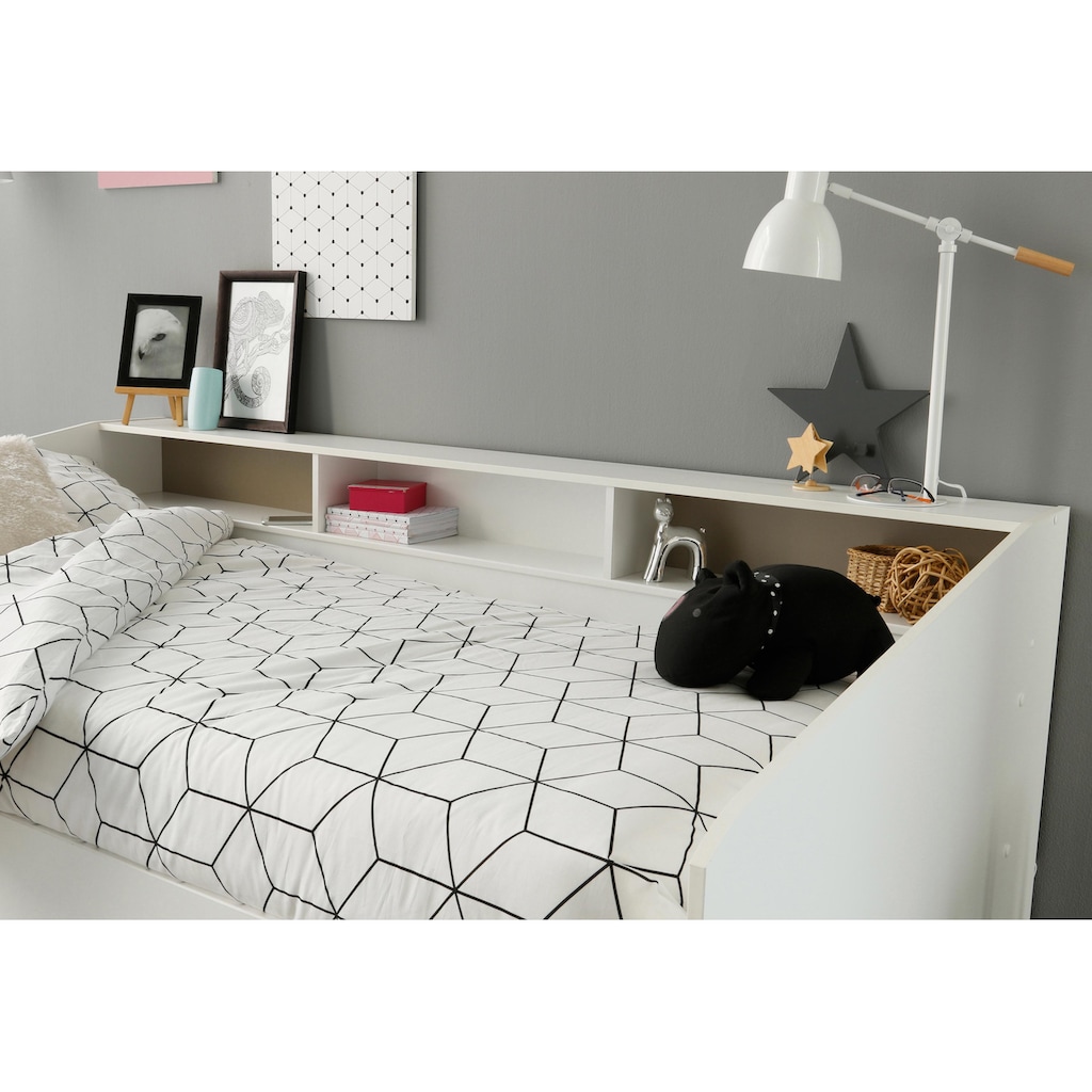 Parisot Jugendbett »Sleep«, Kinderbett, inklusive 2 Schubkästen, drehbare und farbige Rückwand
