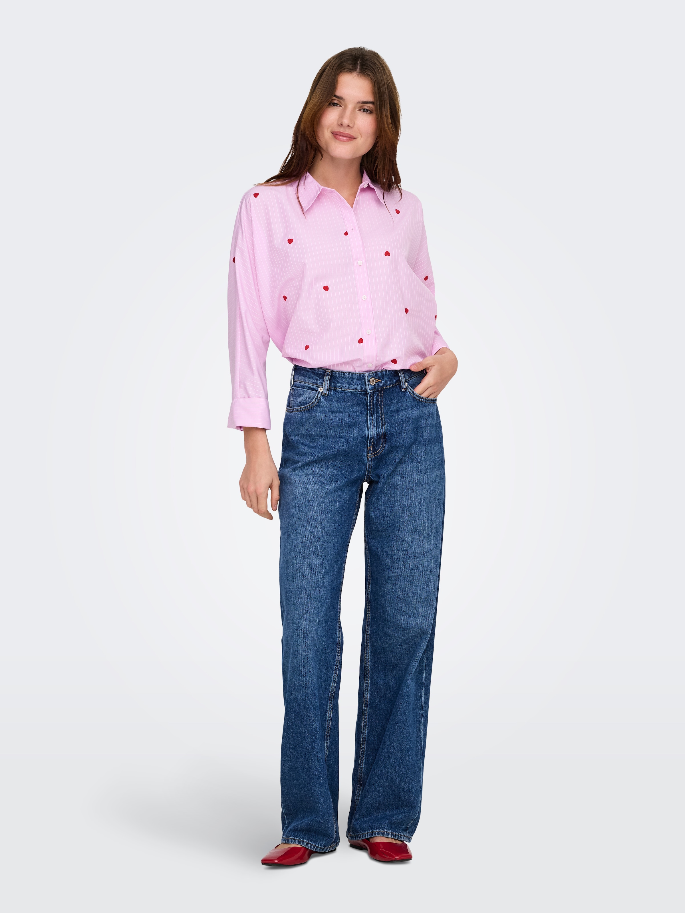 ONLY Hemdbluse »ONLNEW LINA GRACE LS STRIPE EMB SHIRT«