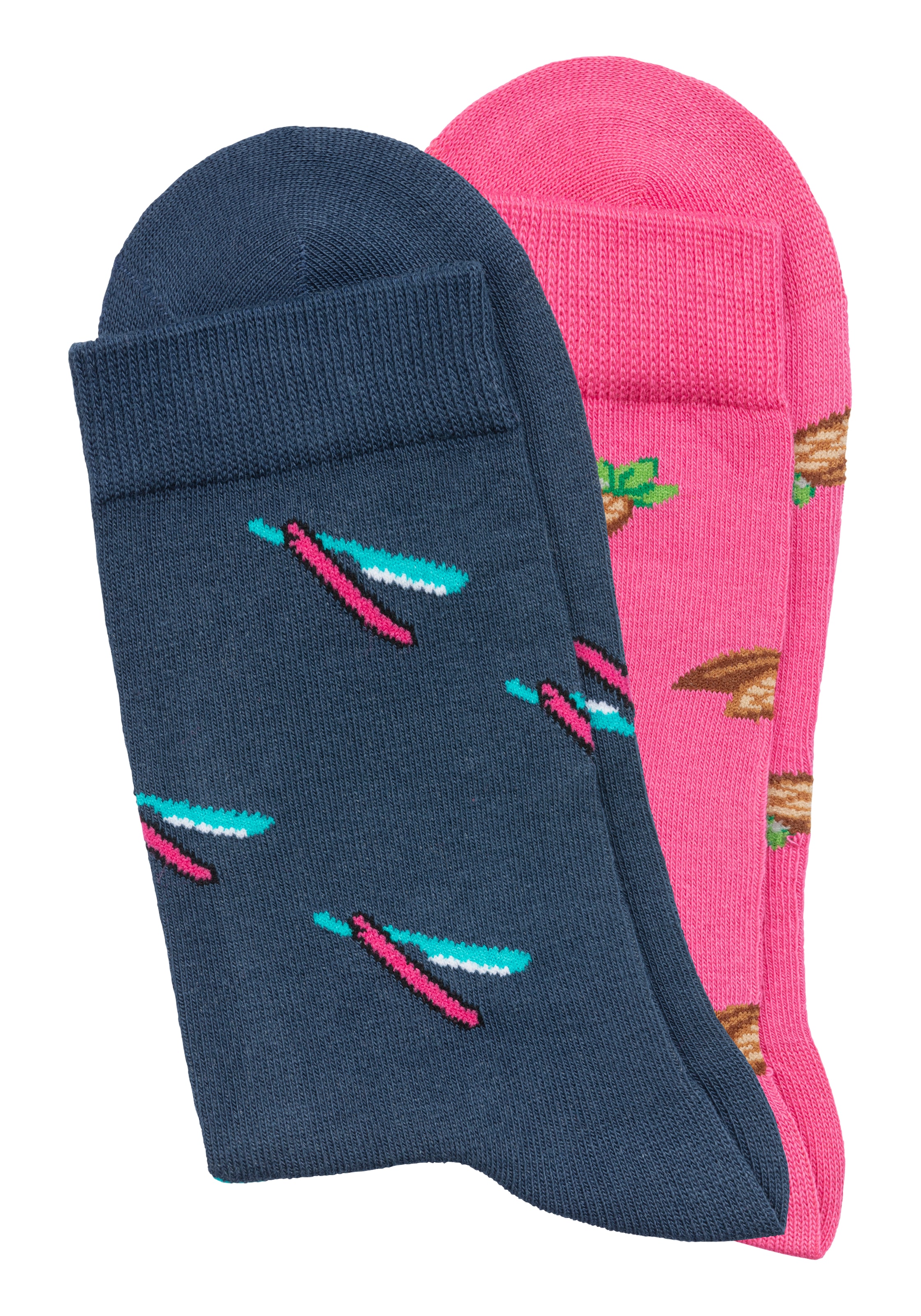 John Devin Socken, (Packung, 2 Paar), mit bunten eingestrickten Motiven