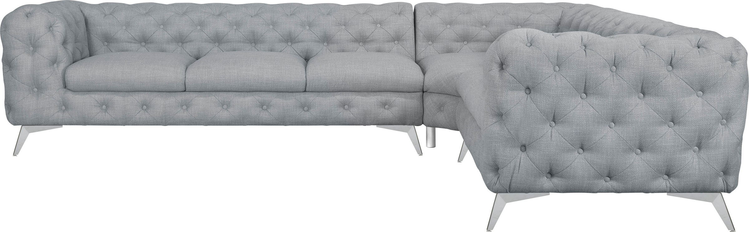 Leonique Chesterfield-Sofa »Ecksofa GLYNIS L-Form mit Wellenunterfederung, günstig online kaufen
