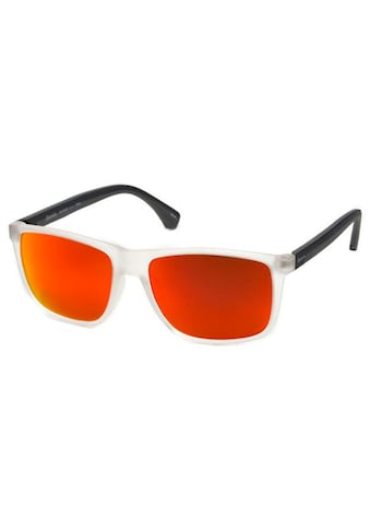 Sonnenbrille, mit einer orangefarbenen Verspiegelung