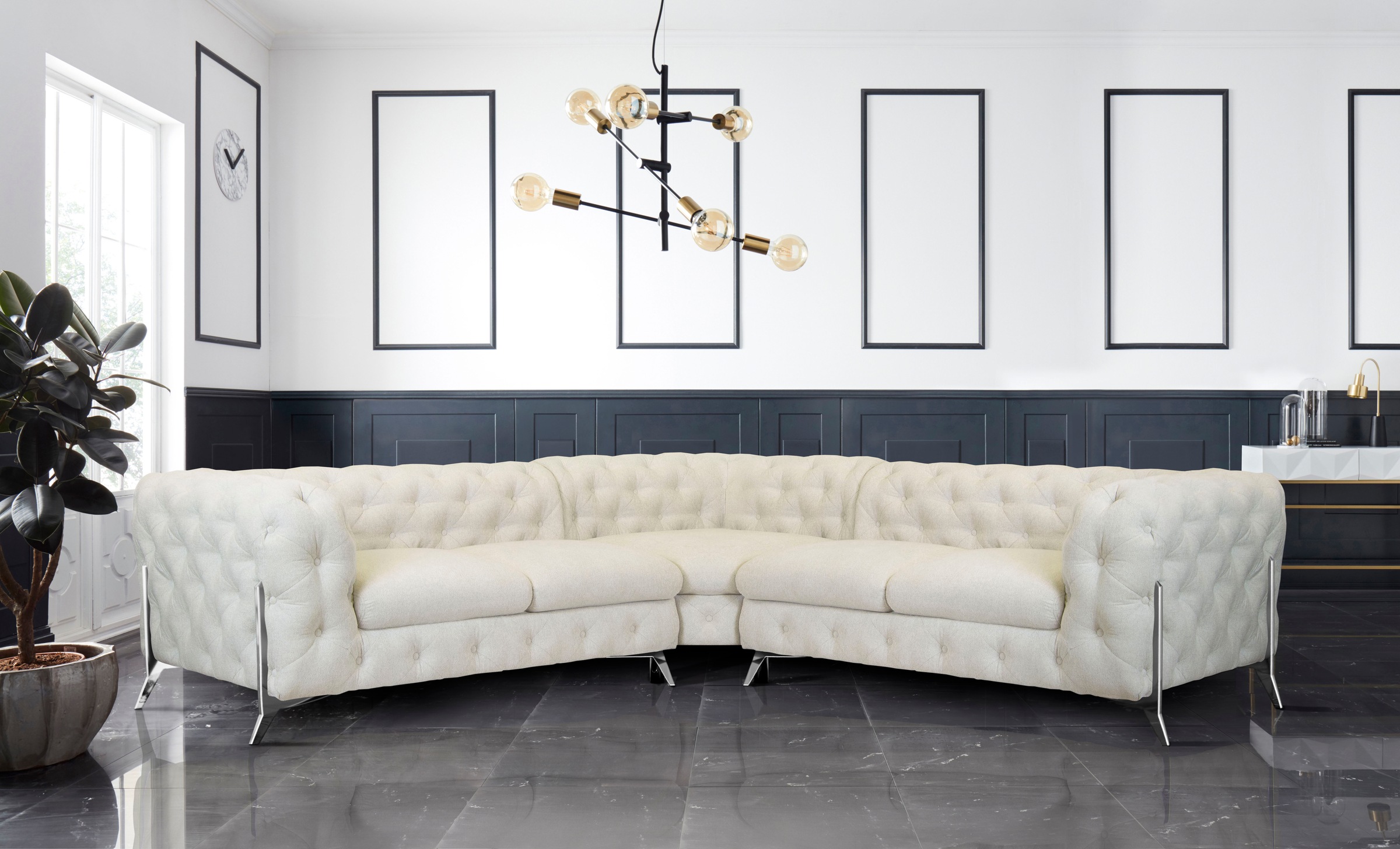 Home affaire Chesterfield-Sofa »Amaury L-Form« Chesterfield-Optik, Breite/T günstig online kaufen