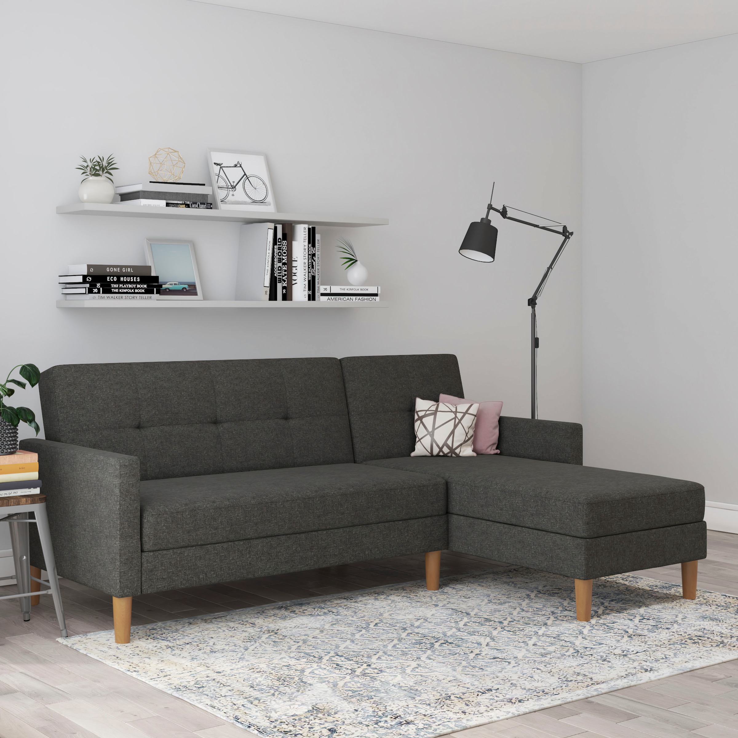 Dorel Home Ecksofa Sitzhöhe montierbar, beidseitig 43 »Lilly«, online mit cm Recamiere Bett-Funktion, kaufen