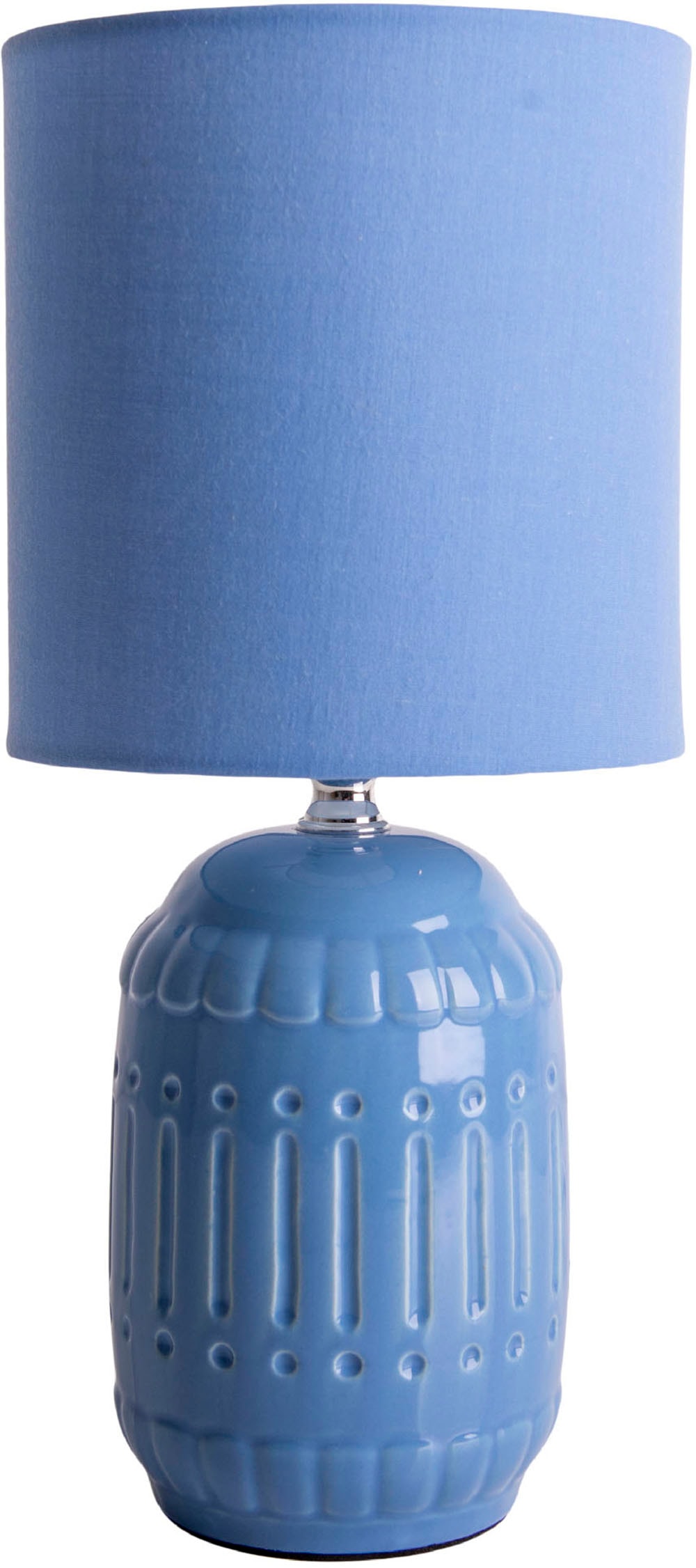 näve Tischleuchte »Erida«, 1 flammig, Leuchtmittel E14 | ohne Leuchtmittel, Textilschirm, Keramikfuß, hellblau, 1x E14 exkl., Zuleitung 120cm