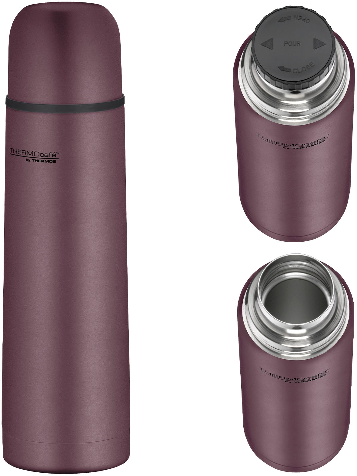 THERMOcafé Isolierflasche »TC EVERYDAY, Edelstahlkörper, spülmaschinenfest« mit Twist & Pour Lid und Trinkbecher (nicht isoliert)
