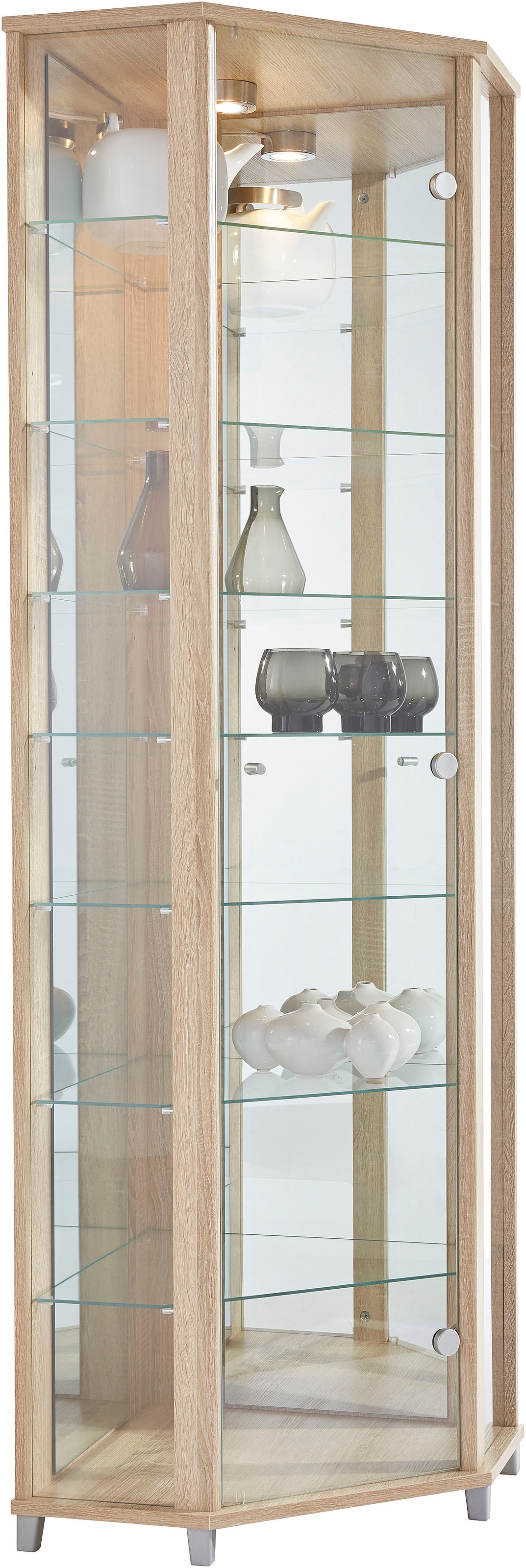 fif möbel Eckvitrine »TRIO Höhe ca. 172 cm, ink. Beleuchtung«, Eckvitrine/G günstig online kaufen
