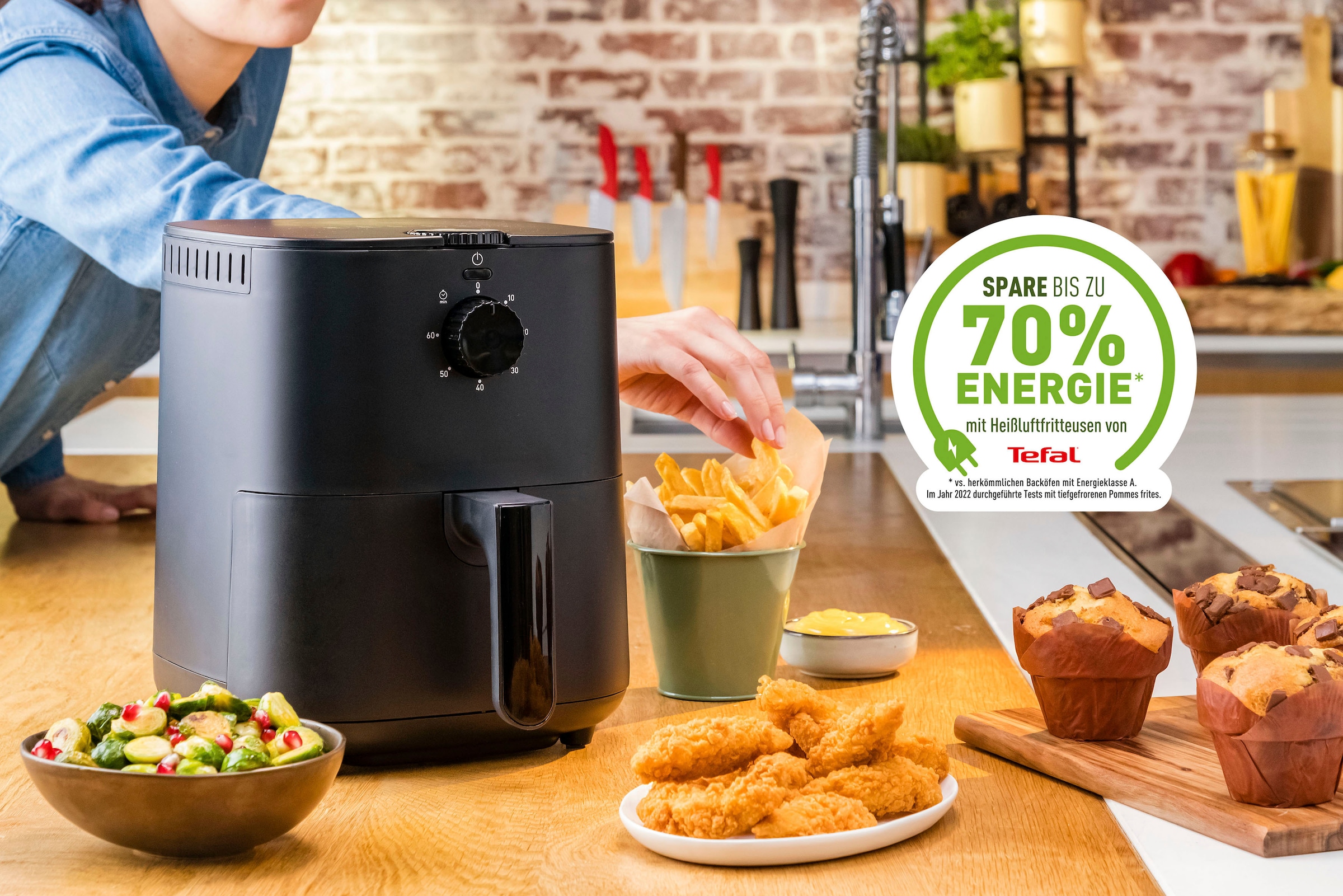 Tefal Heißluftfritteuse »EY1308 Easy Fry Essential«, 1030 W, kompaktes Design, energiesparend, knusprige Ergebnisse, gesund Kochen