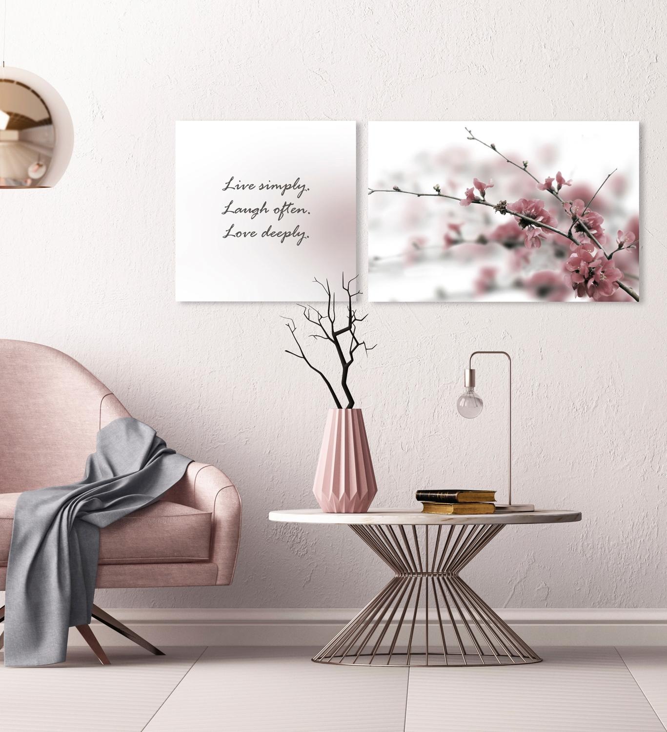 queence Leinwandbild »Live, Laugh & Love«, Blumen-Blumenbilder-Kunst-Modern günstig online kaufen