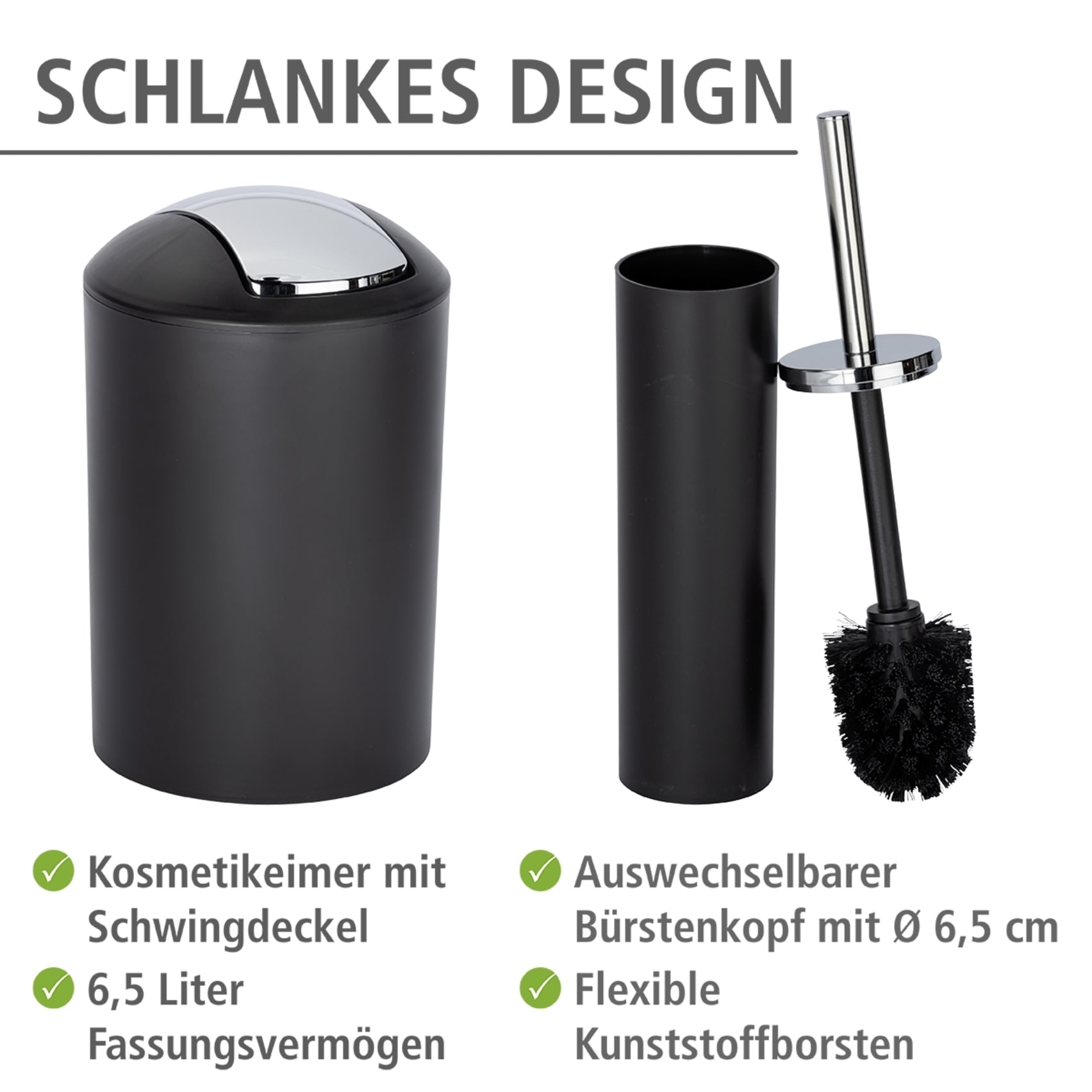WENKO Badaccessoire-Set »Calvo« Seifenspender, Zahnputzbecher, WC-Garnitur & Kosmetikeimer