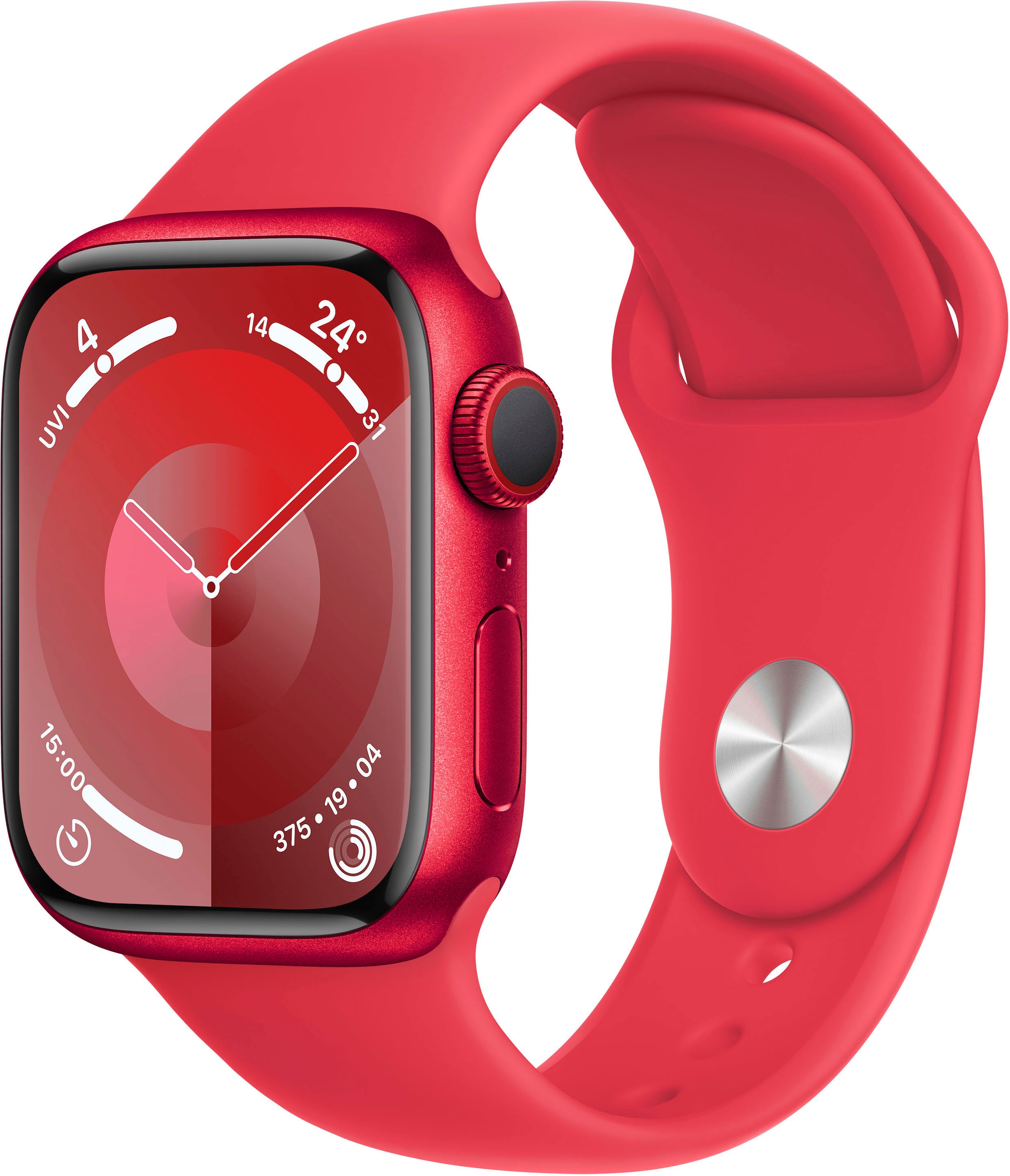 APPLE Smartwatch »Watch Series 9 Aluminium« (4, 1 cm / 1, 6 ′′) Watch OS 10;EKG;Blutsauerstoff App;Herzfrequenz Rot