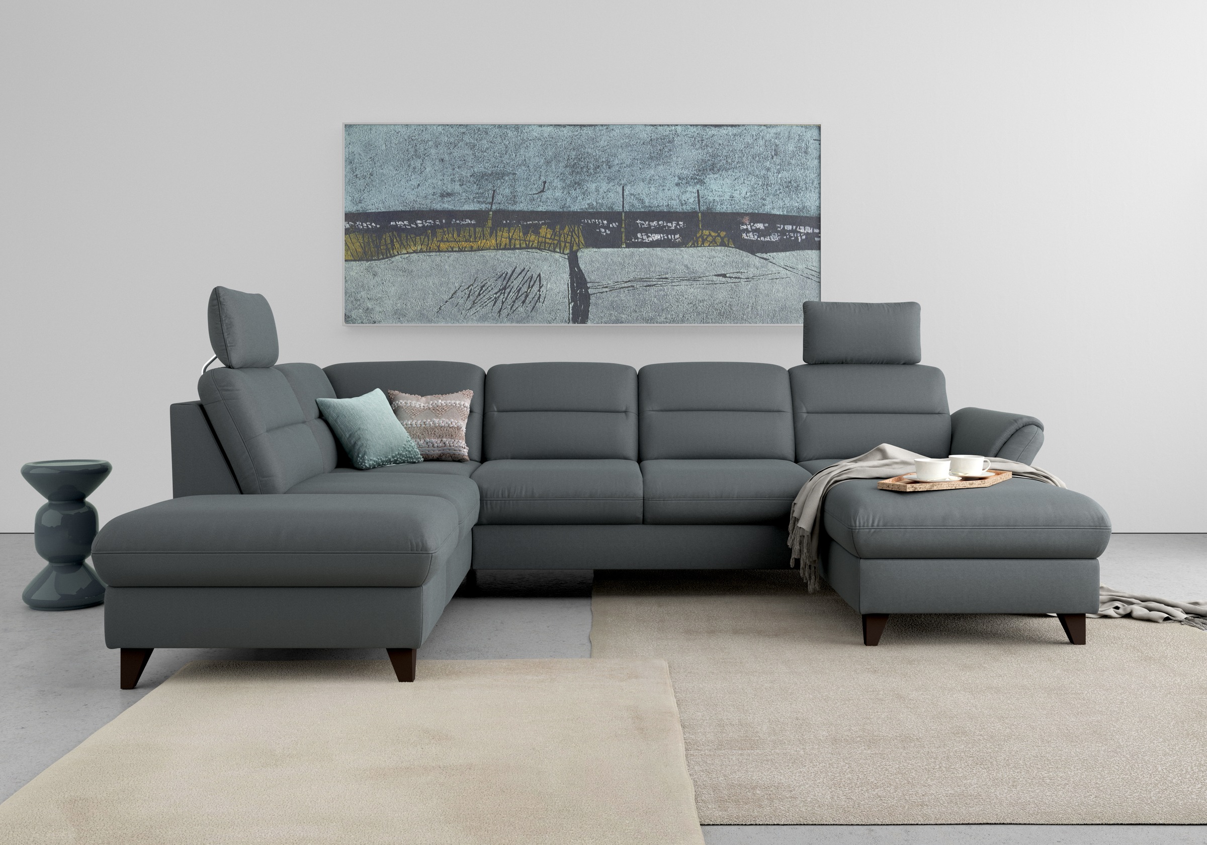 sit&more Wohnlandschaft »Mellum U-Form«, Federkern, wahlweise mit Bettfunktion, Stauraum und Armteilfunktion