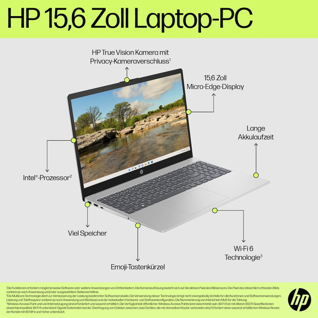 HP Notebook »15s-fq2235ng«, 39,6 cm, / 15,6 Zoll, Intel, Core i3, UHD Graphics, 512 GB SSD