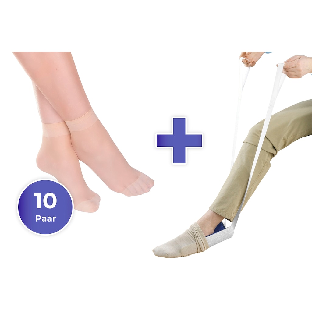 Maximex Anziehhilfe »für Strümpfe, mit 10 Paar stützenden Socken«, (Set), in Einheitsgröße