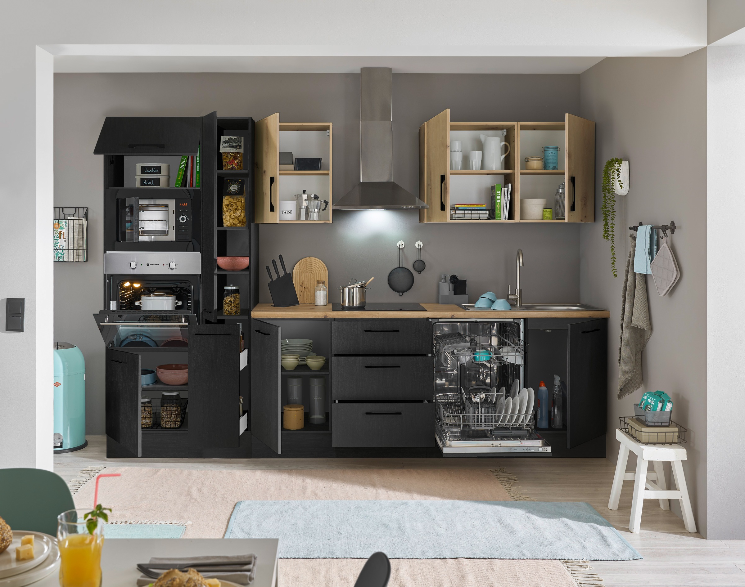 BASIC by Balculina Küchenzeile »Turin«, Breite 310 cm, wahlweise mit E-Geräten