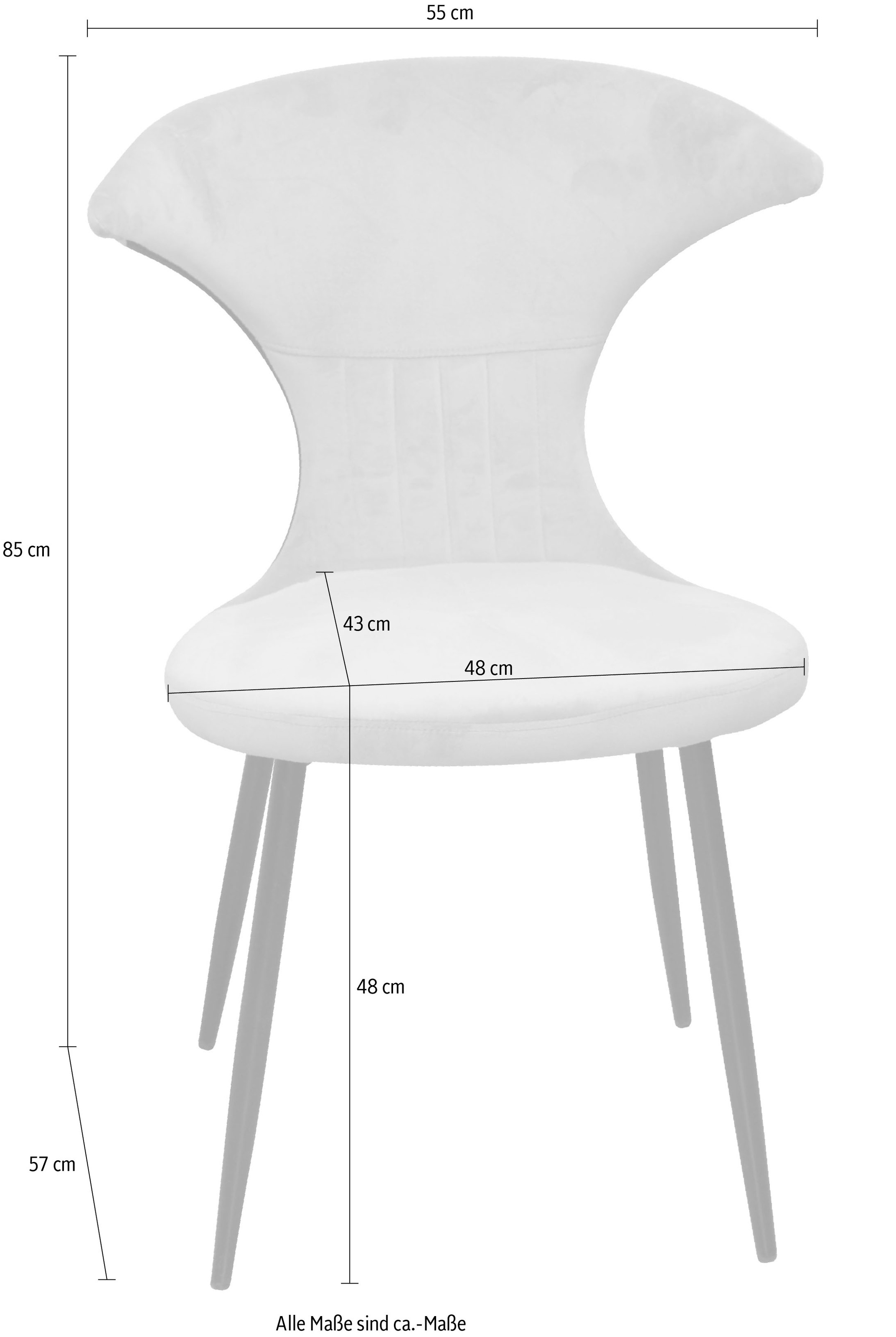 INOSIGN 4-Fußstuhl, (Set), 2 St., Samtstruktur, Gestell aus Stahlrohr, Sitz- und Rückenfläche schaumstoffgepolstert