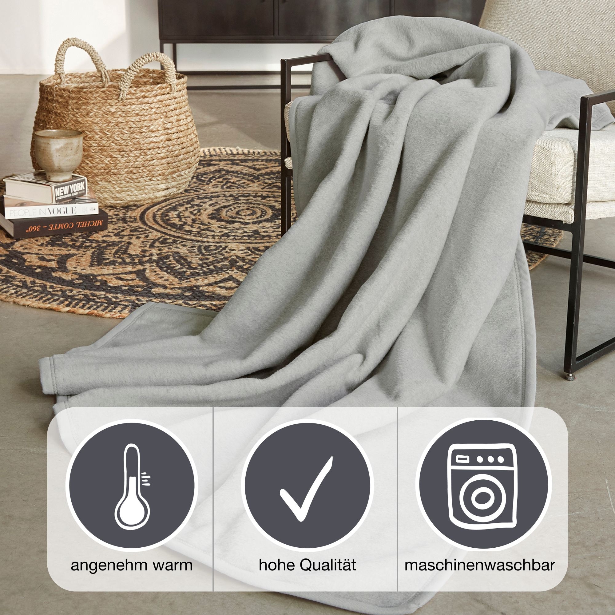 IBENA Wohndecke »Luxus«, verschiedene Größen, unifarbenes Design, Kuscheldecke