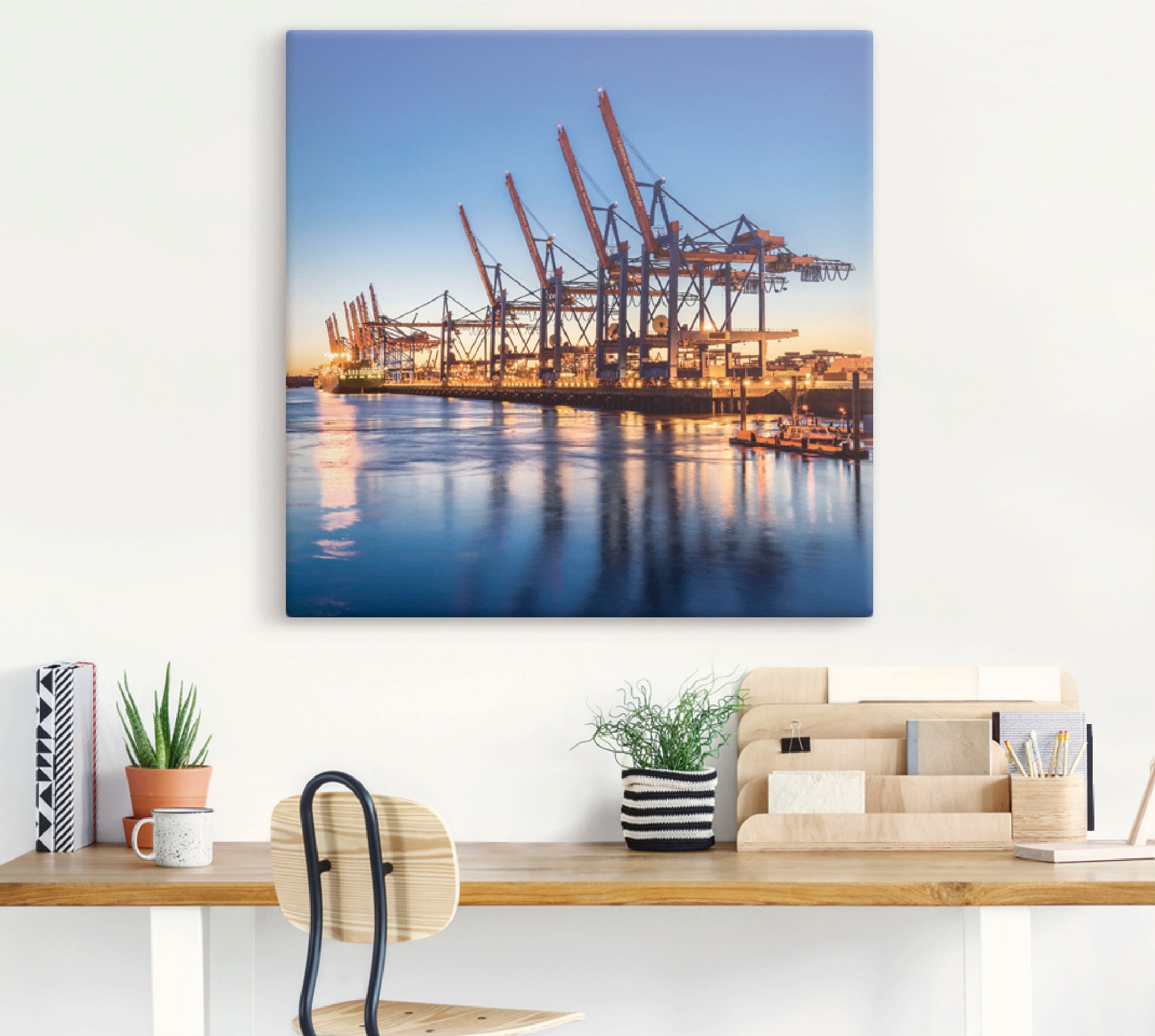 Artland Leinwandbild »Hamburg Container Terminals«, Deutschland, (1 St.), auf Keilrahmen gespannt