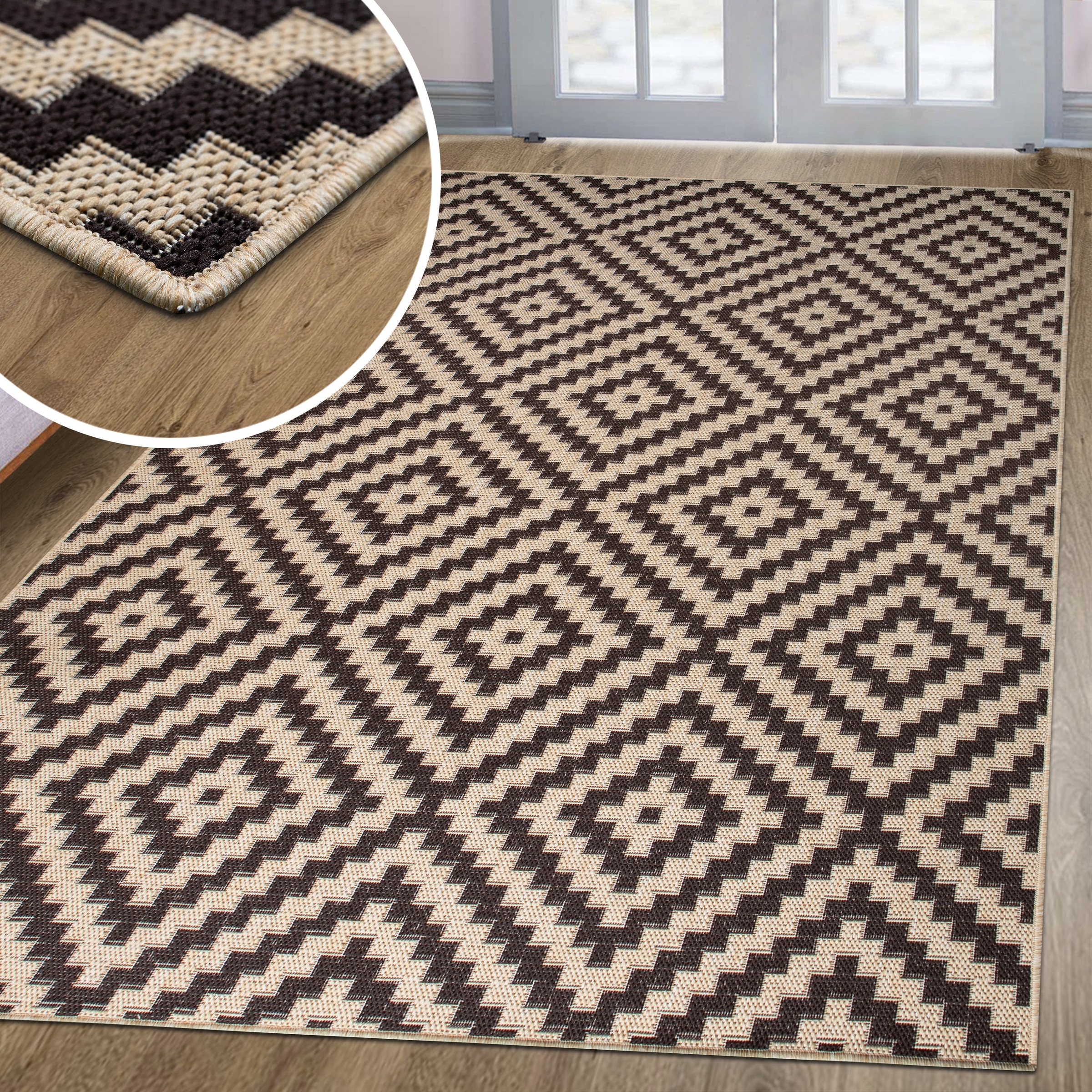 my home Teppich »Cordoba auch als Läufer erhältlich«, rechteckig, 3 mm Höhe, In- und Outdoor geeignet, Sisal-Optik, Wetterfest & UV-beständig, Boho