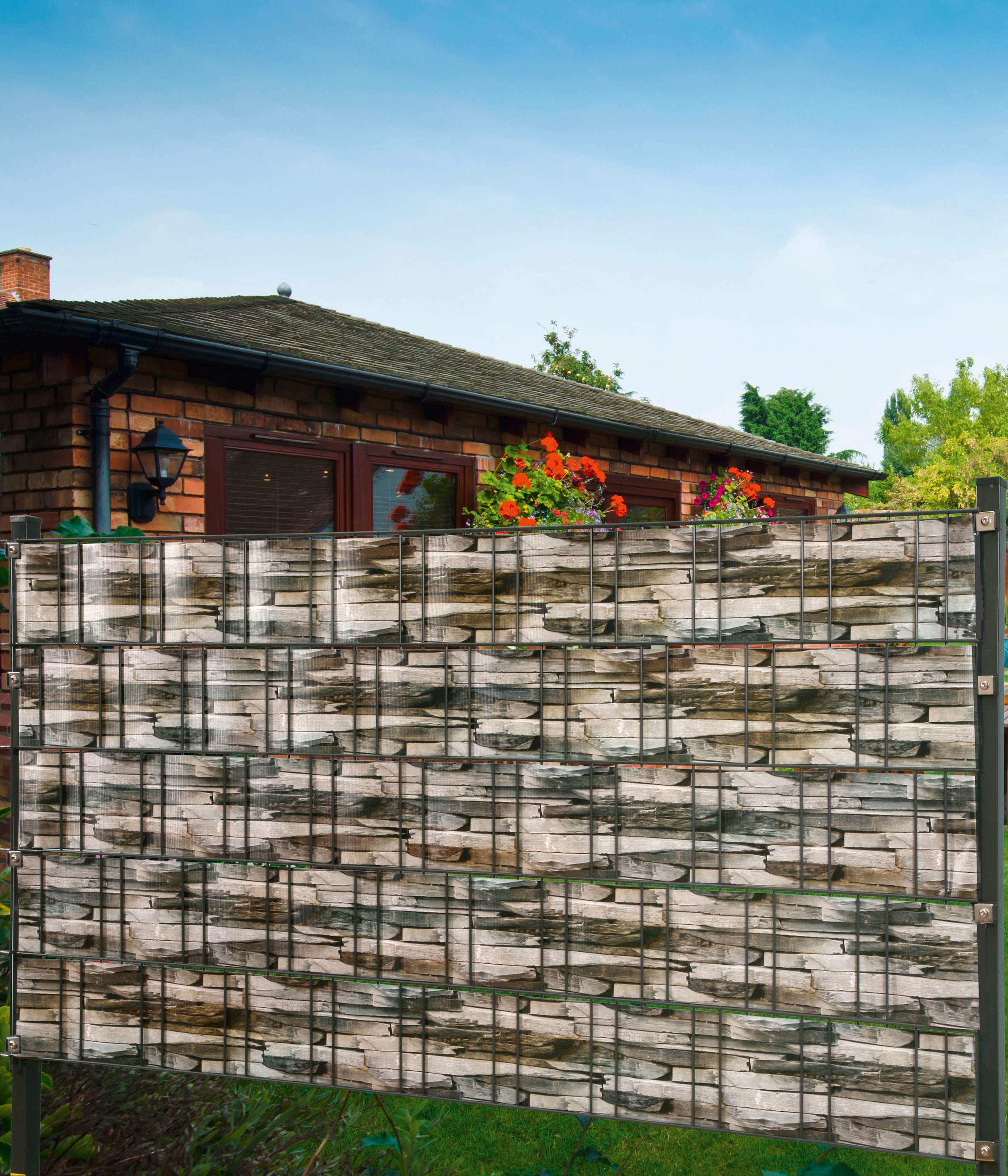 GARDEN 'N' MORE Sichtschutzstreifen »Sichtschutz-Folie«, Schiefer-Optik, auf Rolle für Zuschnitt, 20,5 m lang, 19 cm hoch