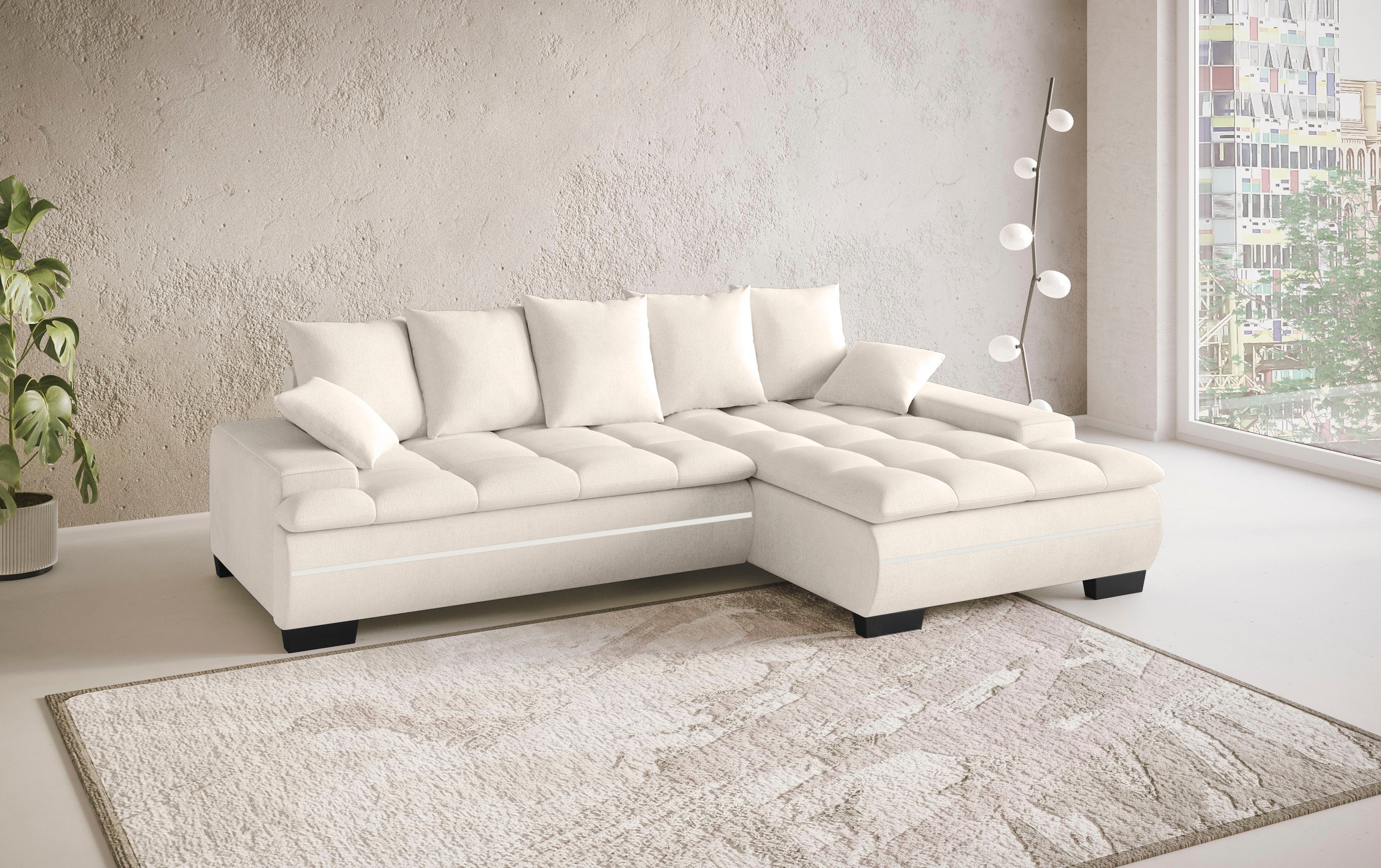 Mr. Couch Ecksofa »Haiti II, L-Form«, RGB-LED Beleuchtung, Kaltschaum, wahlweise mit Bett, Bettkasten