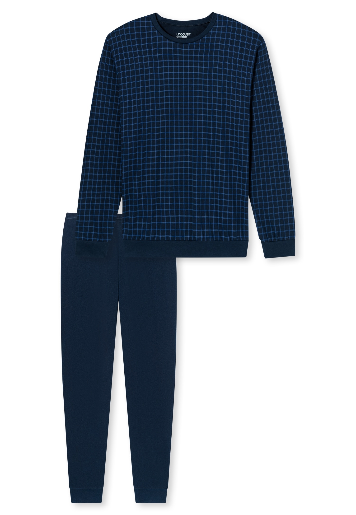 uncover by SCHIESSER Schlafanzug »UNCOVER Nightwear«, (2 tlg.), Langarm, Rundhals-Ausschnitt, Single Jersey-Qualität, weich