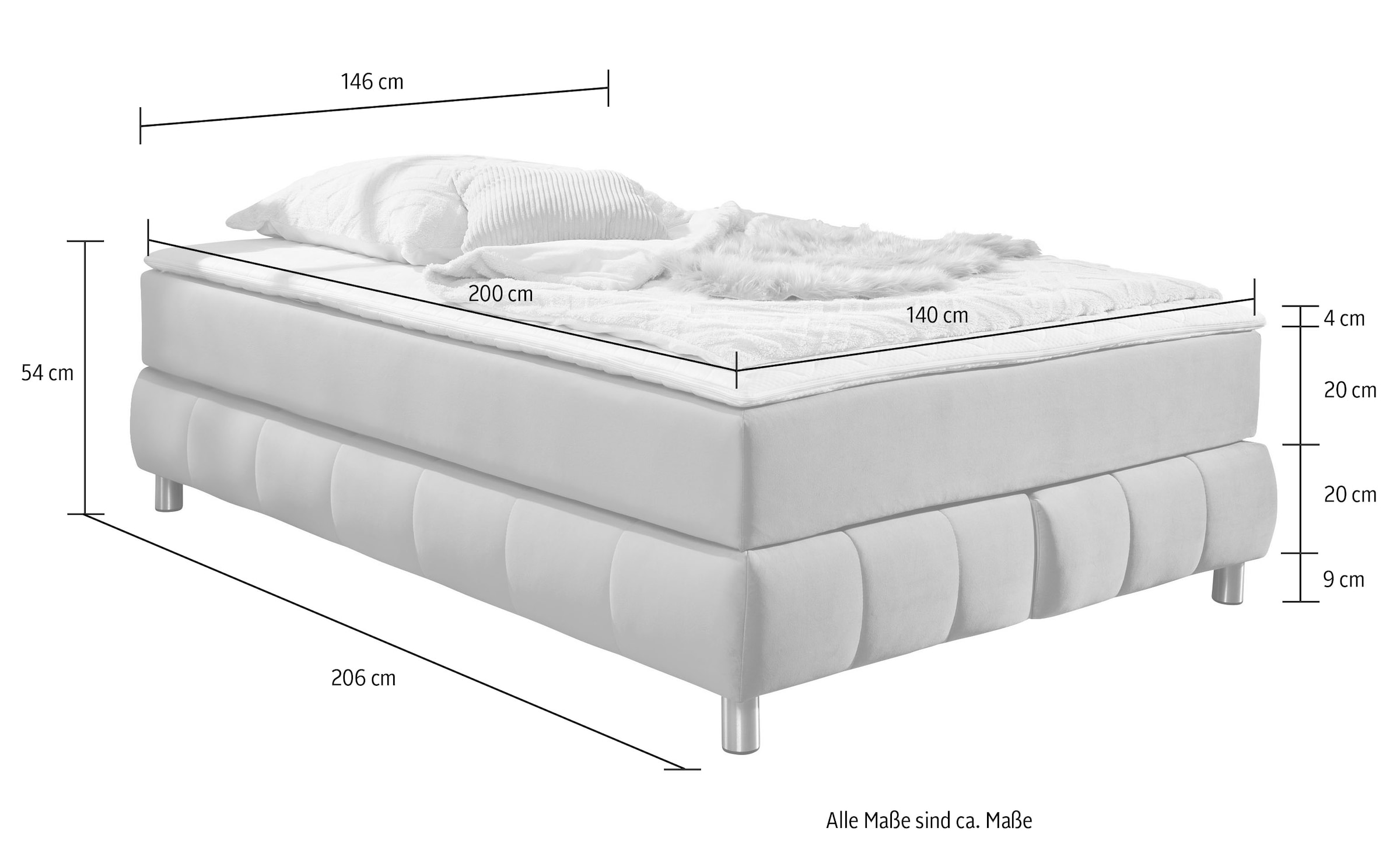 8. Bild von andas Boxspringbett »Salo«, Ohne Kopfteil, inkl. Topper, auch in Überlänge 220 cm