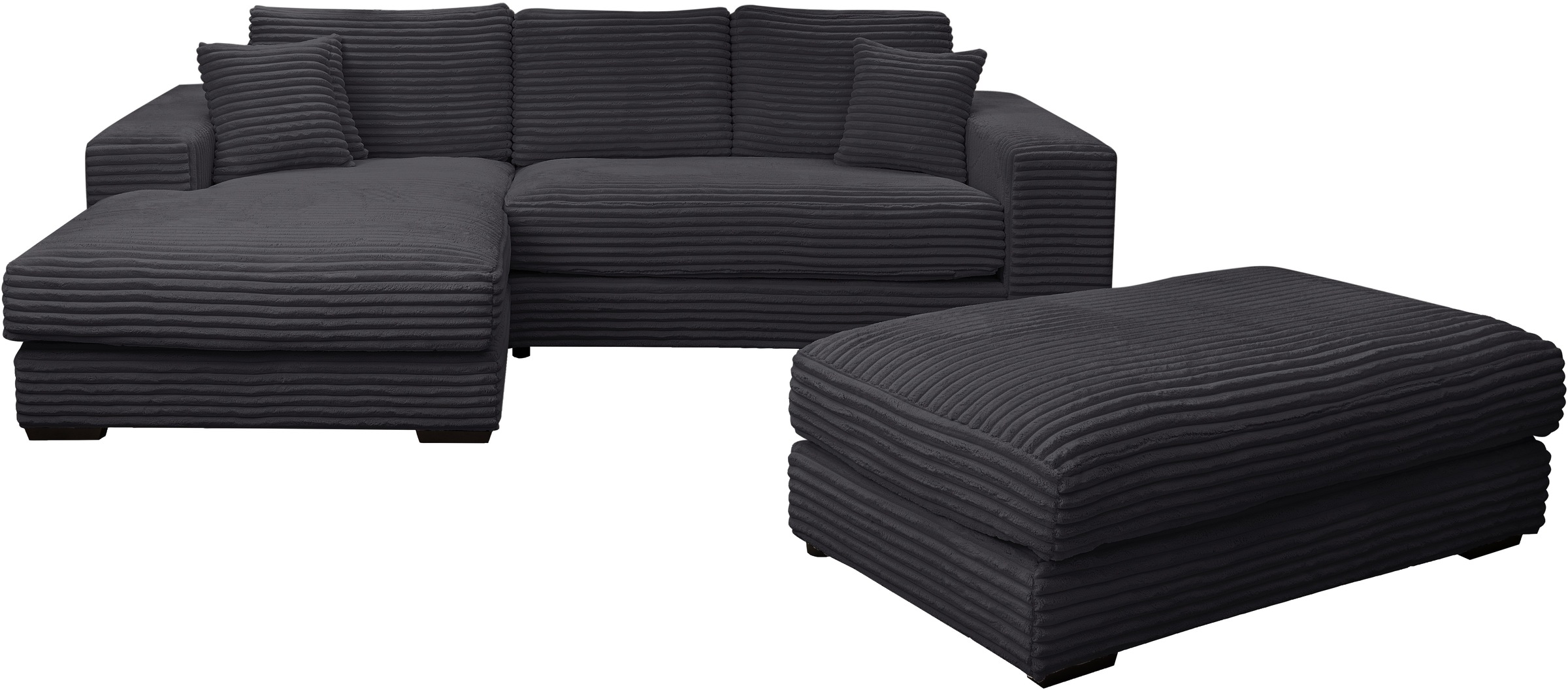 WERK2 Polstergarnitur »Eden L-Form + Hocker. Mega Couch Breite 286cm, Cord« günstig online kaufen