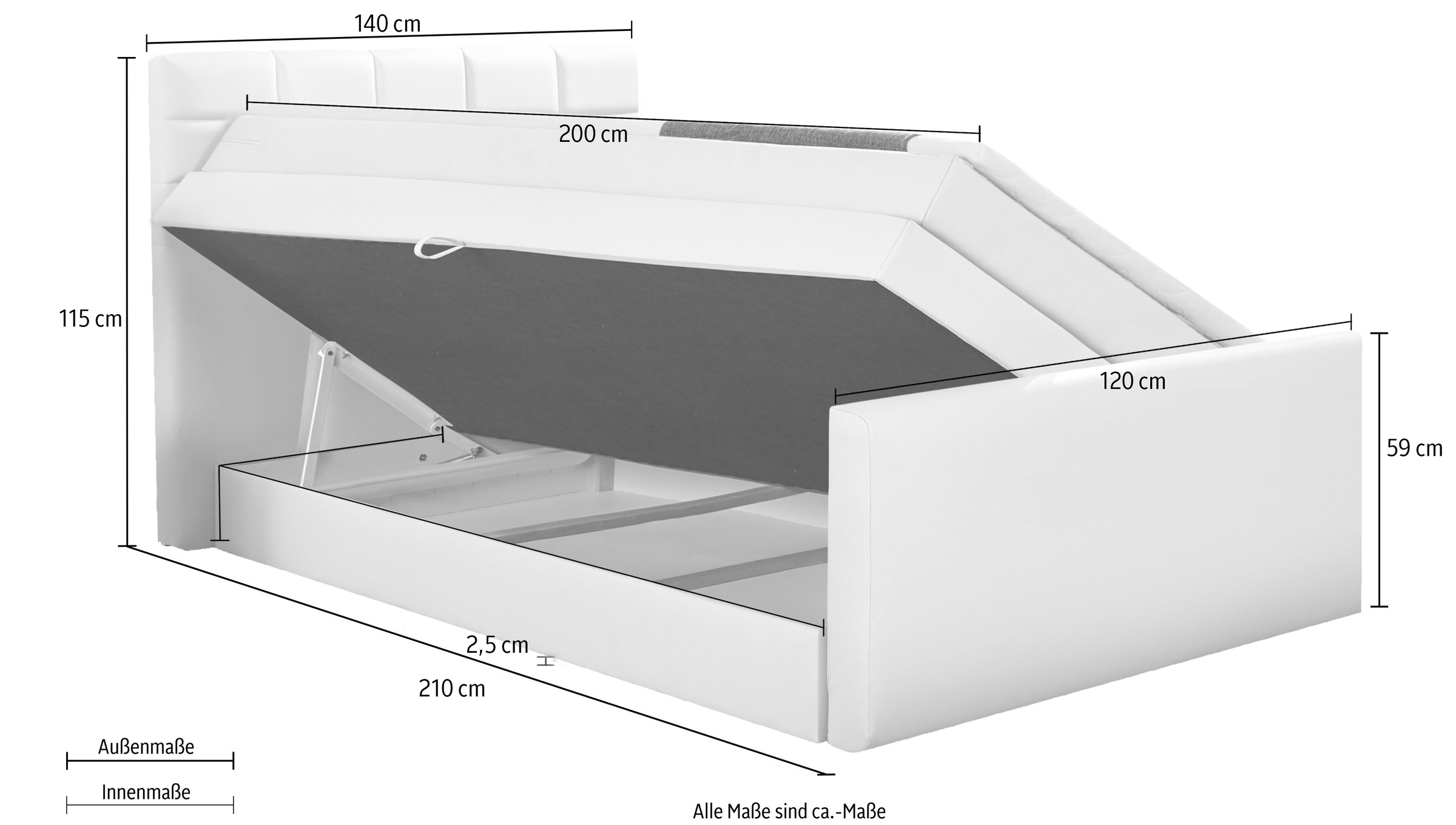 9. Bild von INOSIGN Boxspringbett »Lethbridge«, inkl. Bettkasten und Topper, zwei Matratzenarten in H2