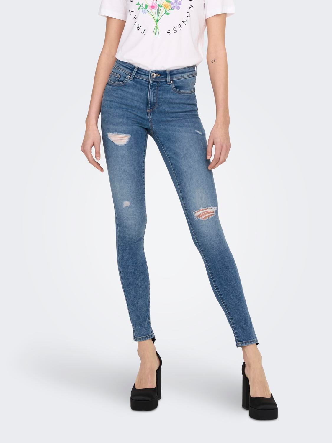 ONLY Skinny-fit-Jeans »ONLWAUW MID SK DESTROY DNM BJ210«, mit Destroyed Effekt