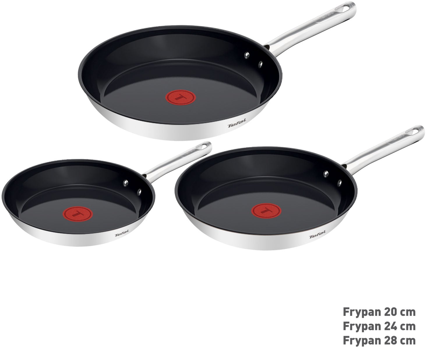 Tefal Pfannen-Set »Duetto On« Edelstahl Set, 3 Stk. tlg. Antihaftbeschichtung, Temperaturindikator Thermo-Signal, Induktion