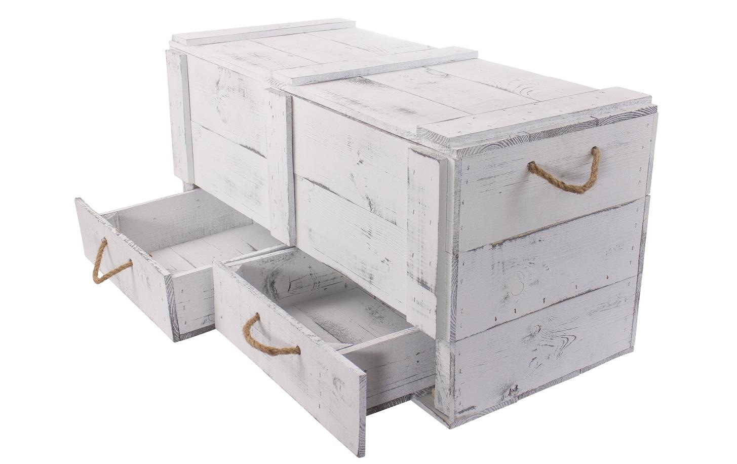 Holz Zollhaus Holzkiste »Vintage Shabby Weiss, 85 x 40 cm« Herkunftsland Ukraine, Holzart Kiefer