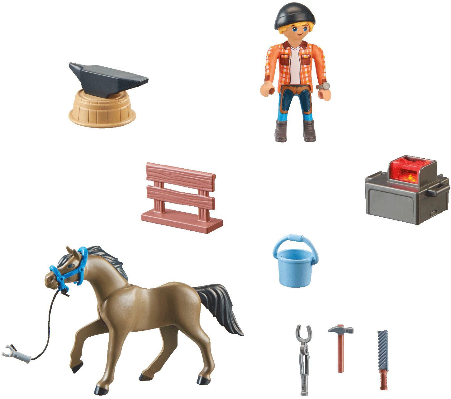 Playmobil® Konstruktions-Spielset »Hufschmied Ben & Achilles (71357), Horses of Waterfall«, (15 St.)