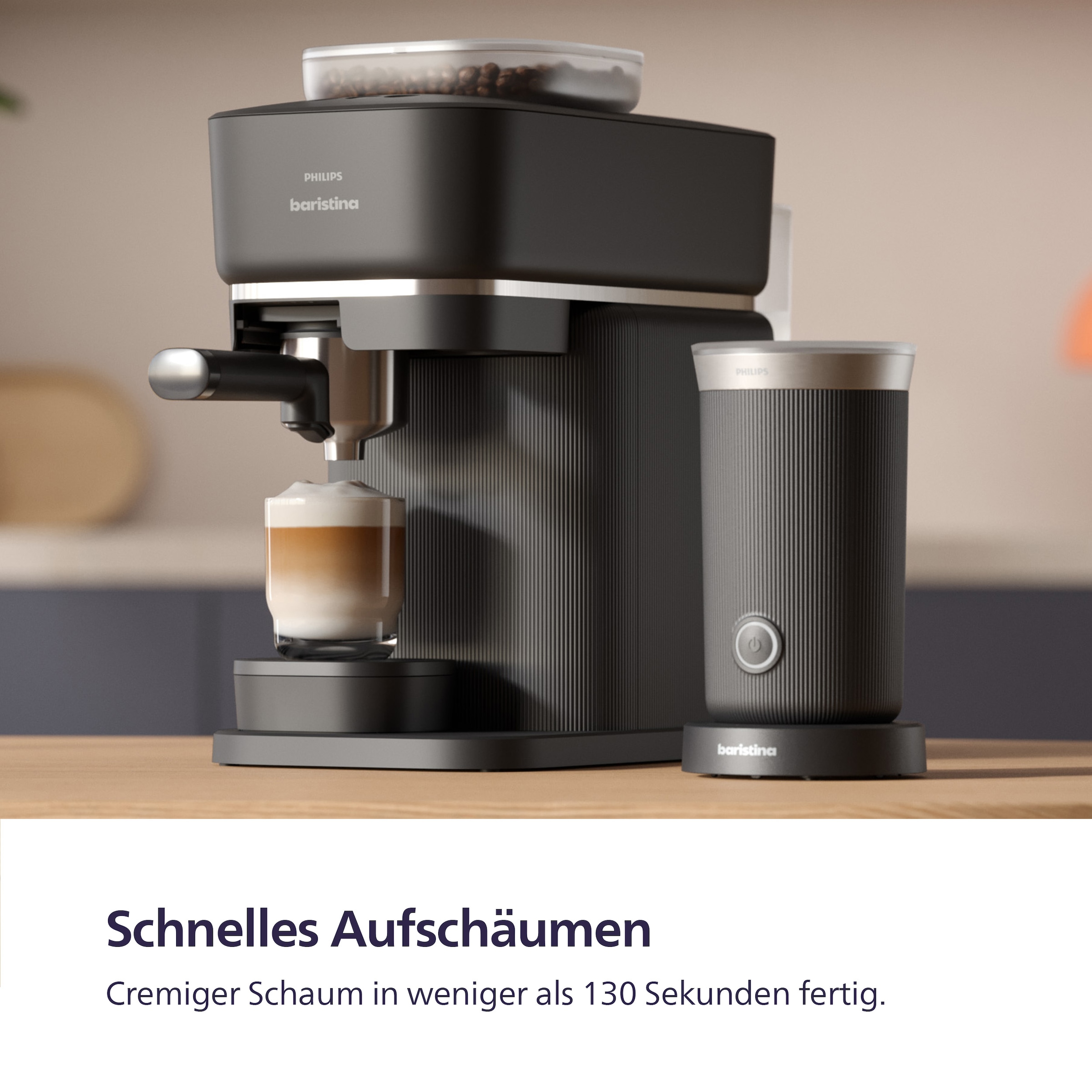 PHILIPS baristina Milchaufschäumer »BAR311, Antihaftbeschichtung, leichte Reinigung« warmer und kalter Milchschaum, 120 ml Fassungsvermögen