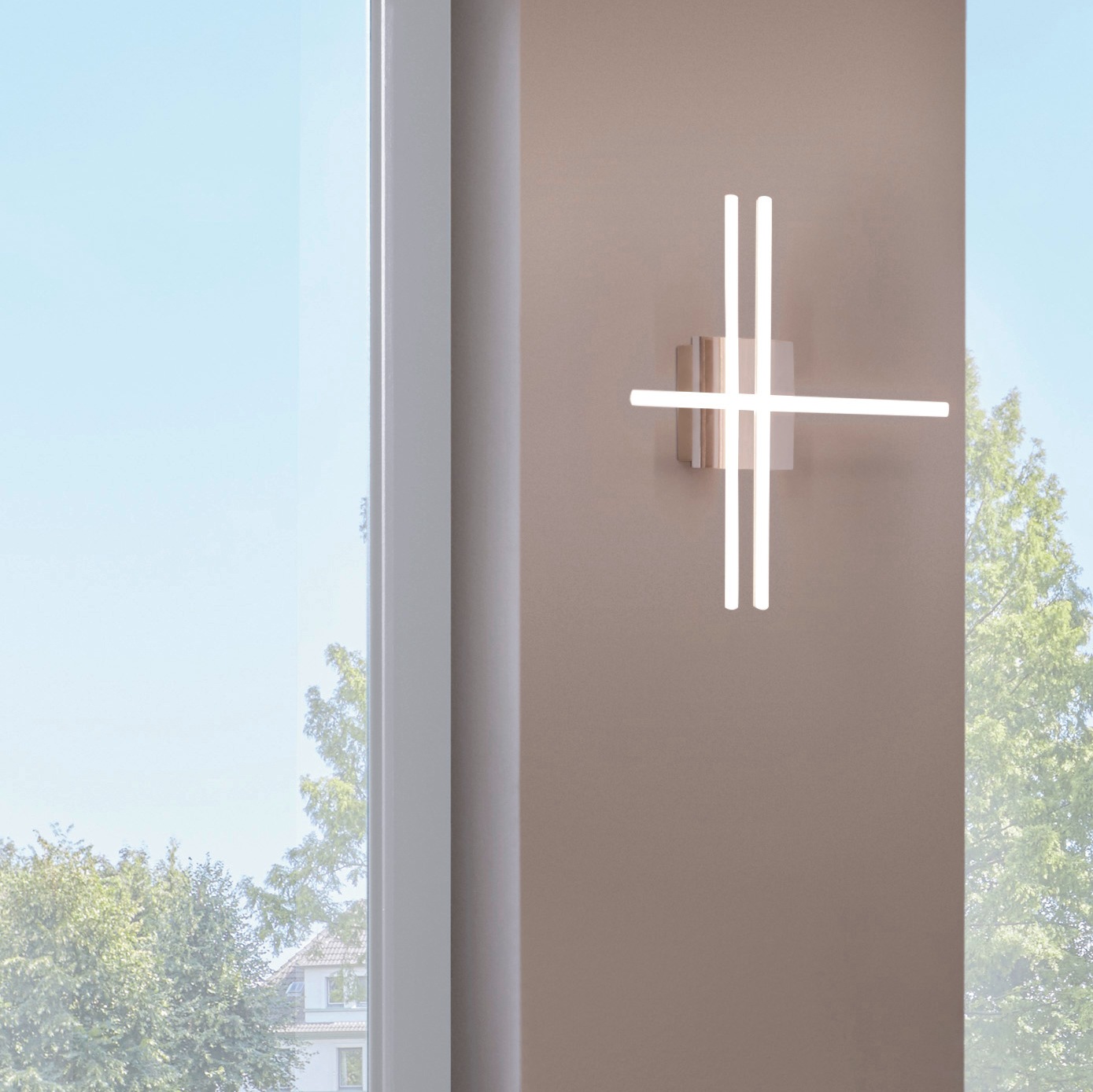 EGLO Deckenleuchte »LASANA 1 Deckenlampe, chrom, weiß, schlanke Bauform, Wohnzimmerlampe«, 1 flammig, Leuchtmittel LED-Board | LED fest integriert, Esszimmer, Küche, Schlafzimmer, modern, minimalistisch, 50x16x9,5cm