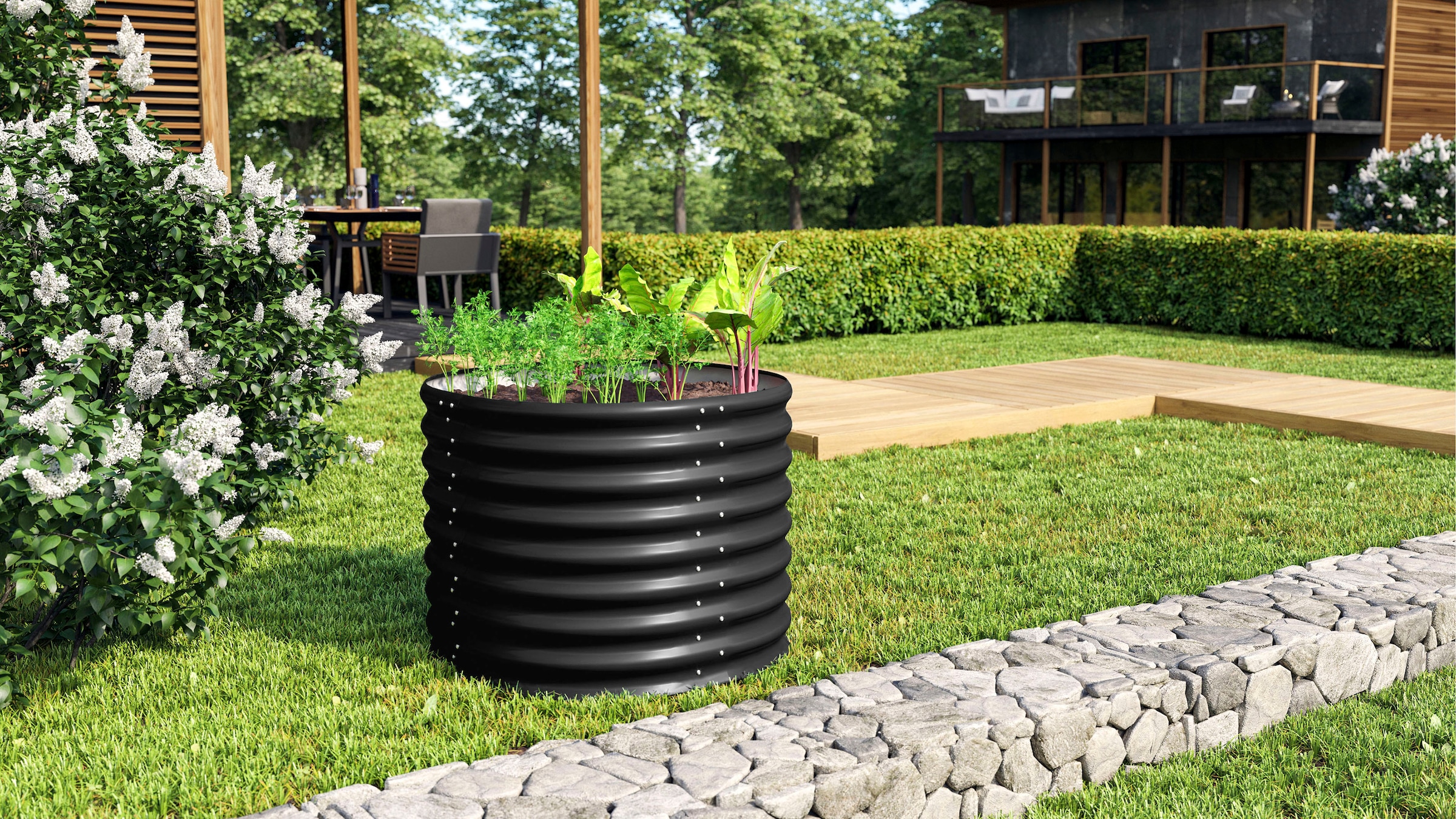 Vitavia Hochbeet »Terra Rund 630«, BxTxH: 82x82x63 cm, schwarz