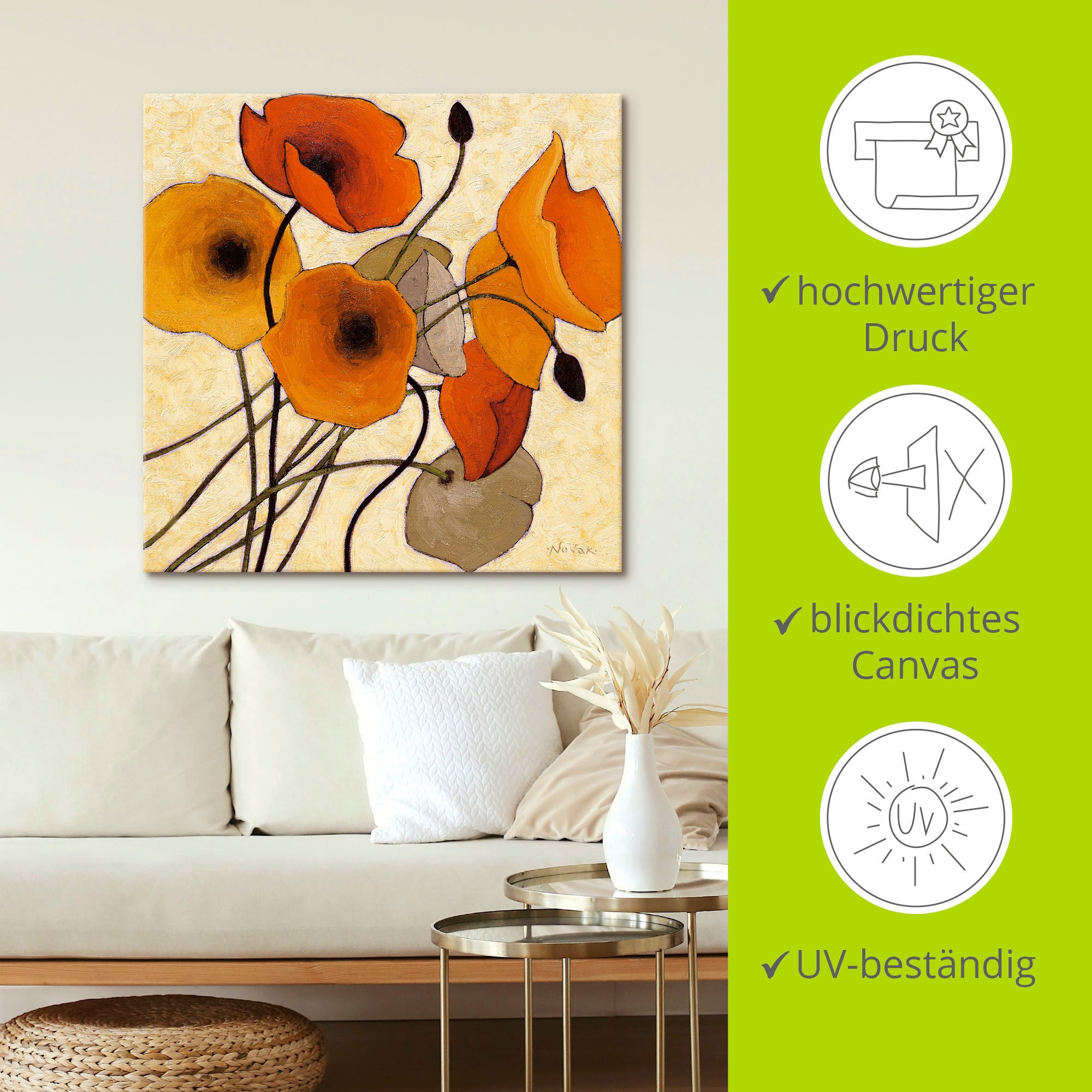 Artland Leinwandbild »Kürbismohn II«, Blumen, (1 St.), auf Keilrahmen gespannt