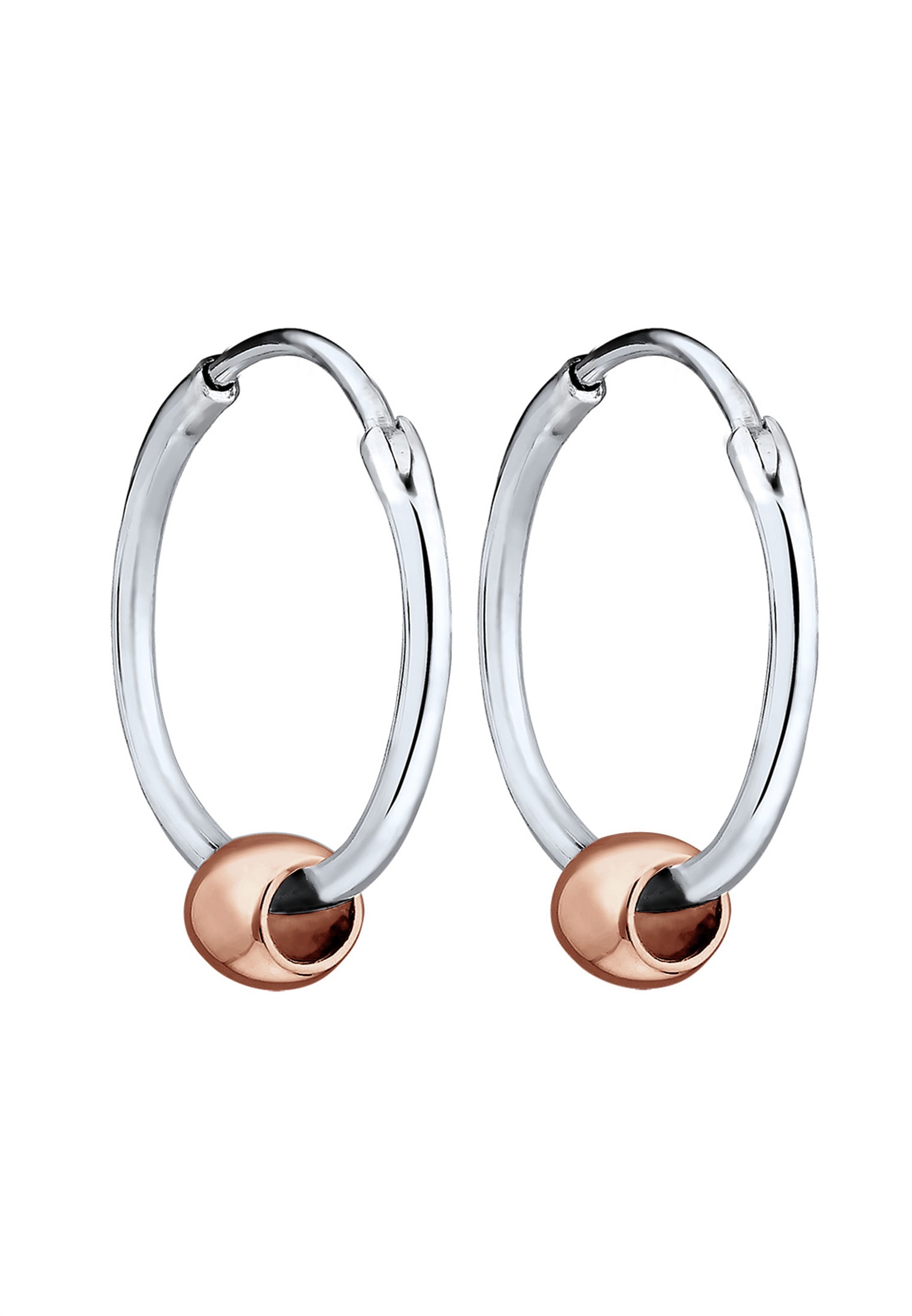 Elli Paar Creolen »Kugel Geo Creole Bi-Color 925 Sterling Silber«