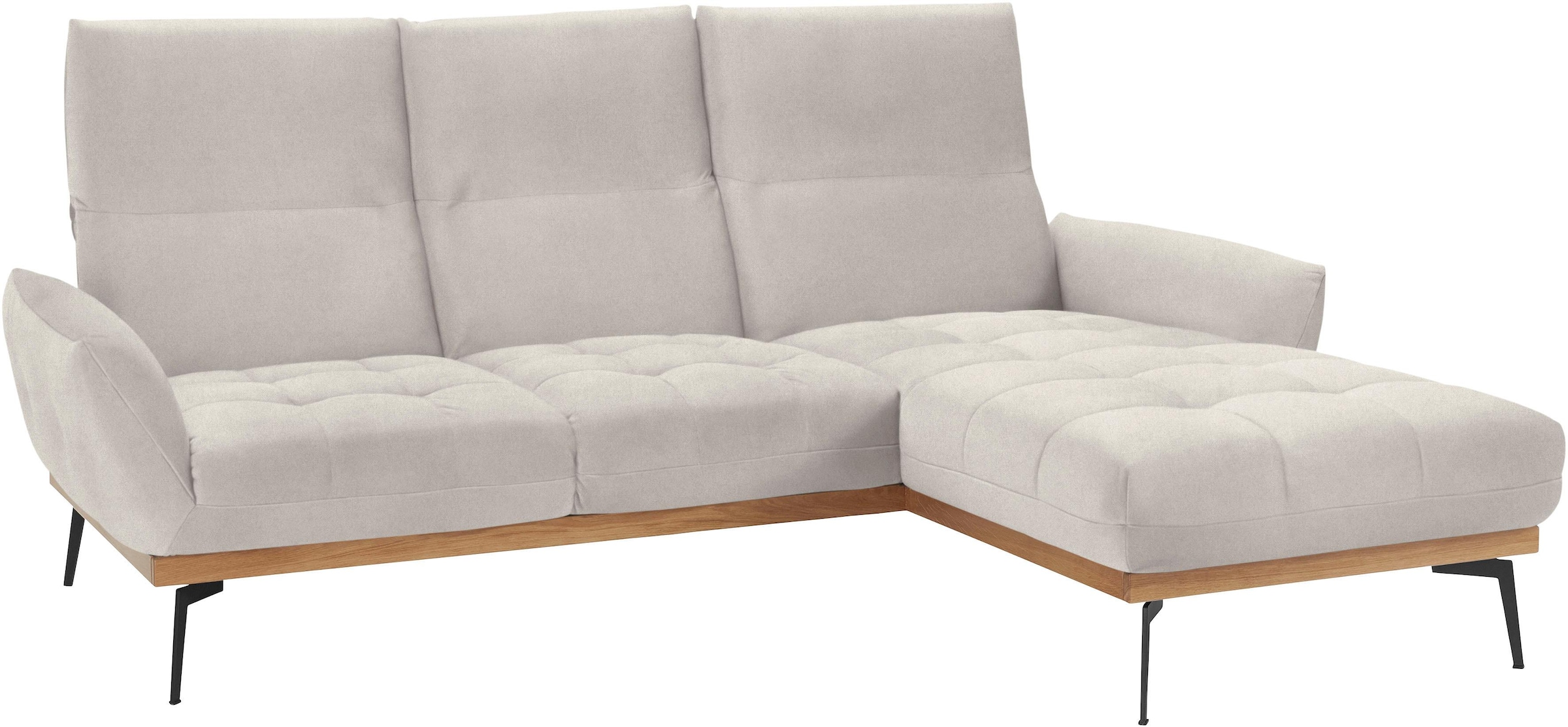 exxpo - sofa fashion Ecksofa »Palic, inkl. Rückenverstellung, bequem, elegant, Breite 245cm, L-Form« vom Sofa zum Hochlehner. Hohe Füße und Holzblende als Designmerkmal